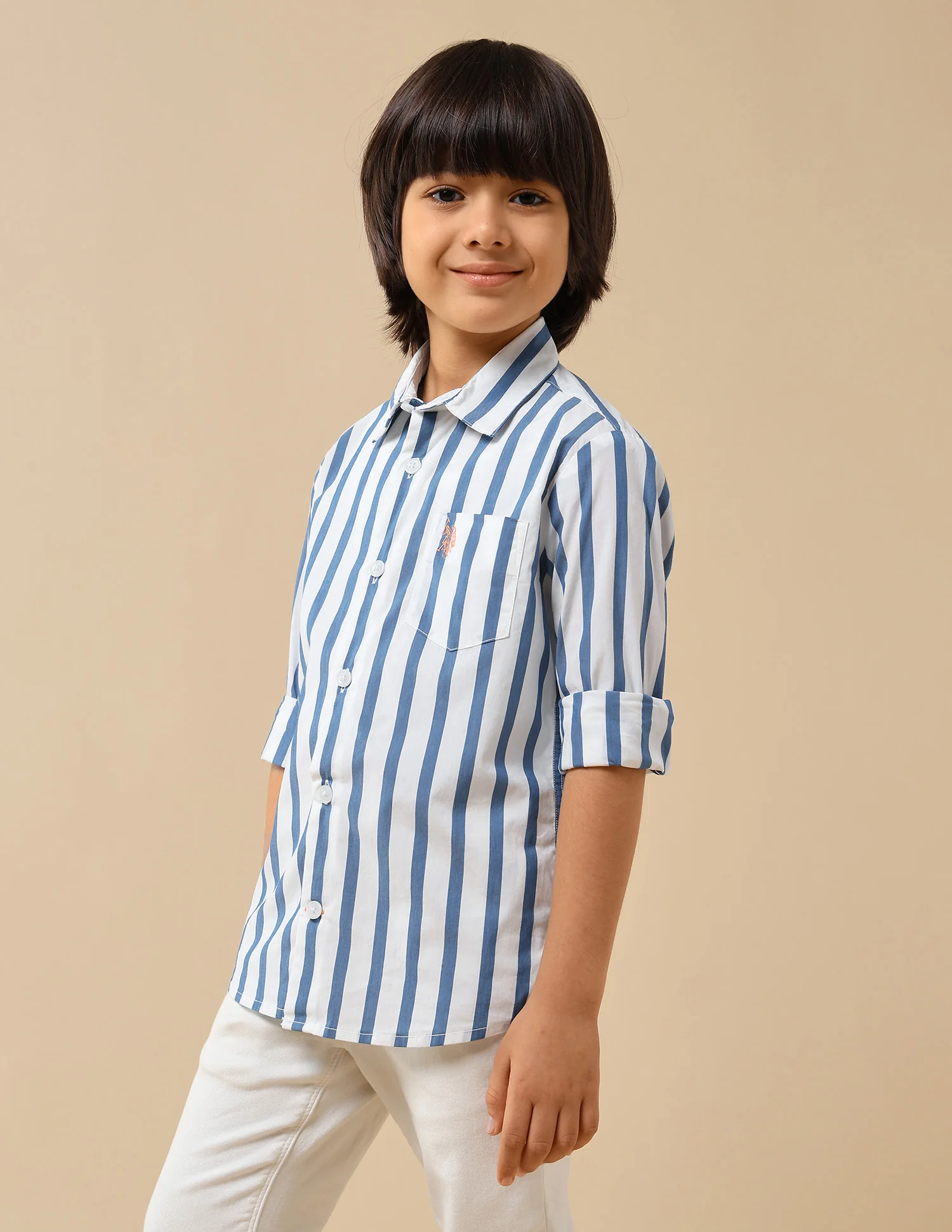 Boys Vertical Striped Regular Fit Shirt - Image 4