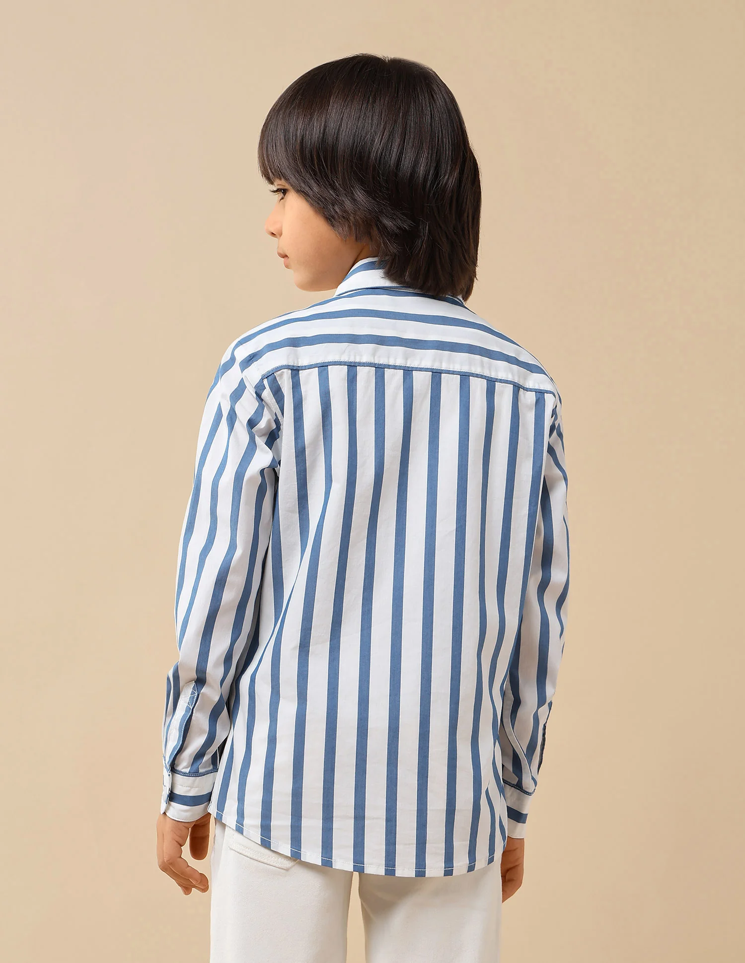 Boys Vertical Striped Regular Fit Shirt - Image 5