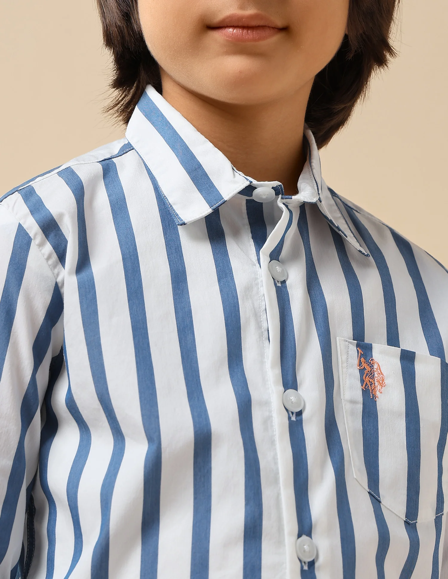Boys Vertical Striped Regular Fit Shirt - Image 6