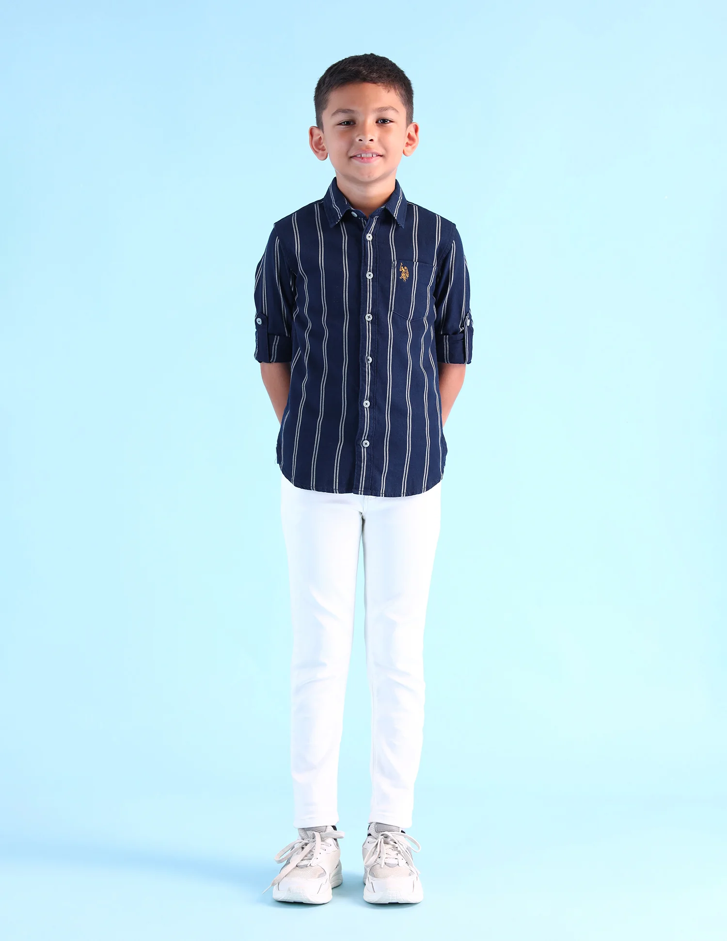 Boys Vertical Striped Regular Fit Shirt - Image 3