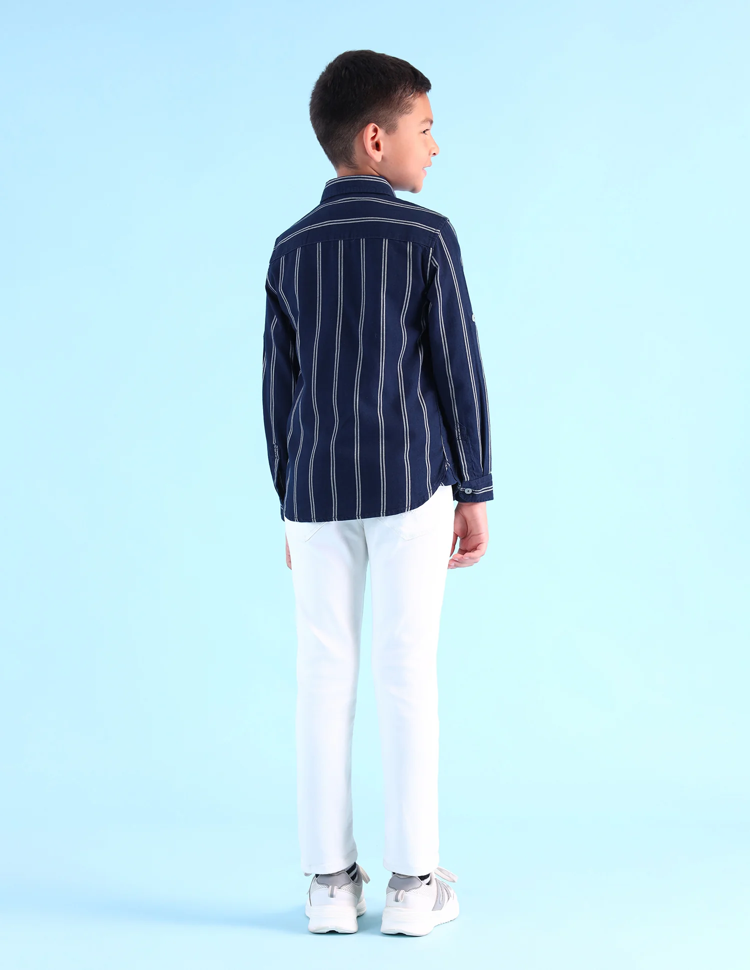 Boys Vertical Striped Regular Fit Shirt - Image 4