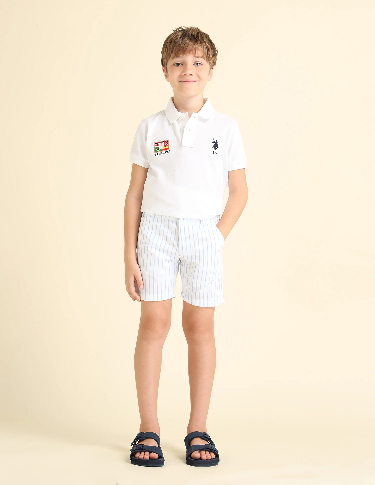 Boys Vertical Striped Regular Fit Shorts - Image 3