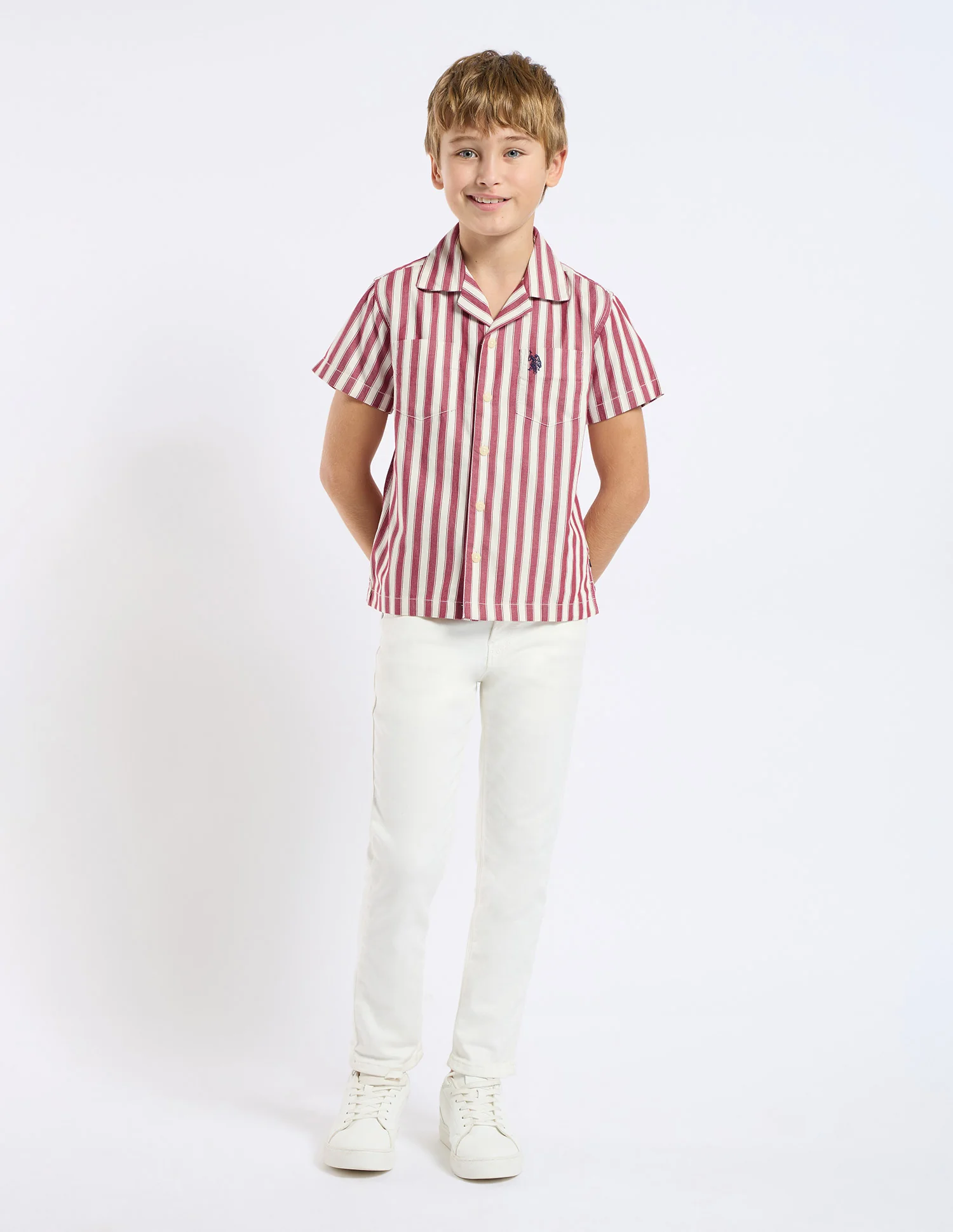 Boys Vertical Striped Relaxed Fit Shirt - Image 3