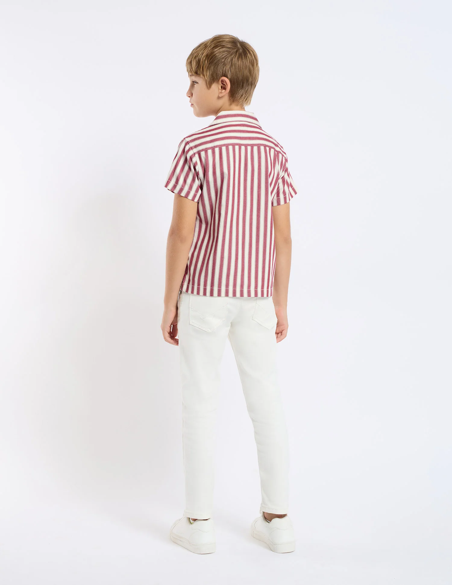Boys Vertical Striped Relaxed Fit Shirt - Image 4