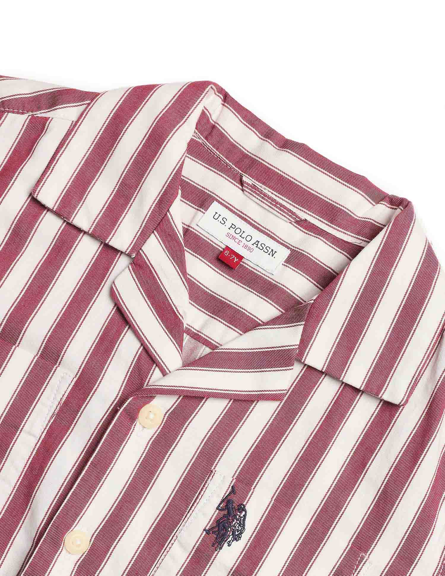 Boys Vertical Striped Relaxed Fit Shirt - Image 7