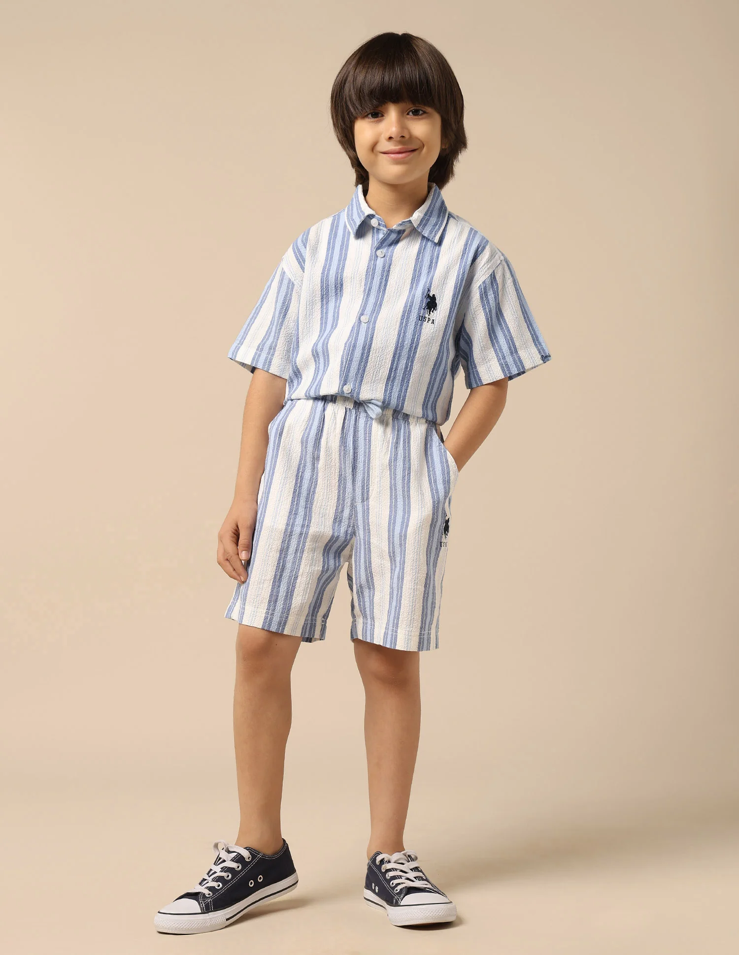 Boys Vertical Striped Seersucker Shirt - Image 3
