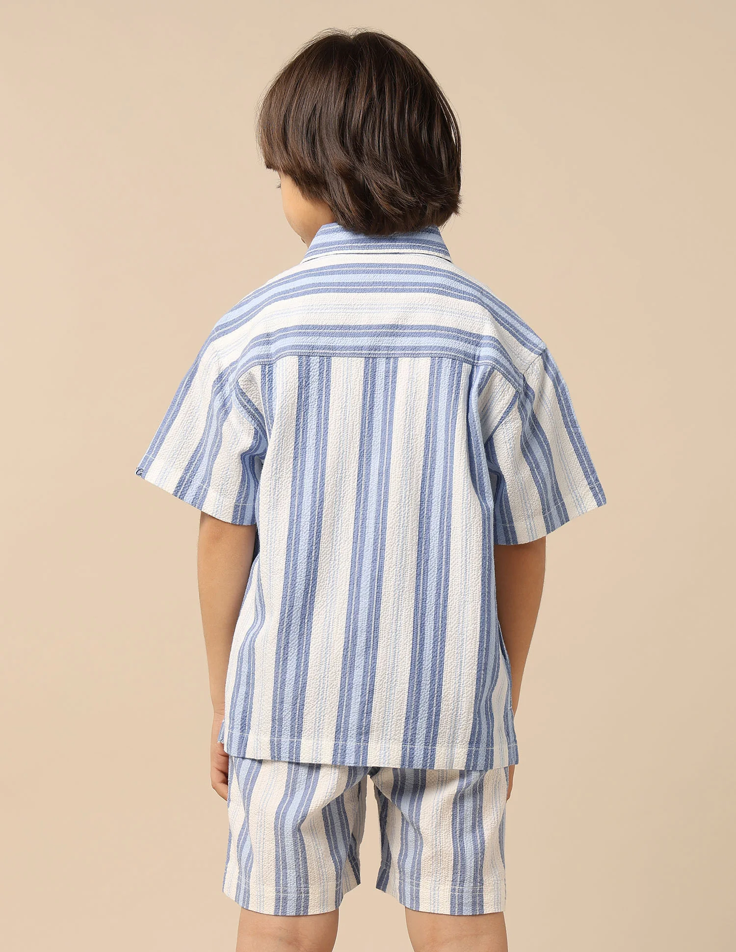 Boys Vertical Striped Seersucker Shirt - Image 5