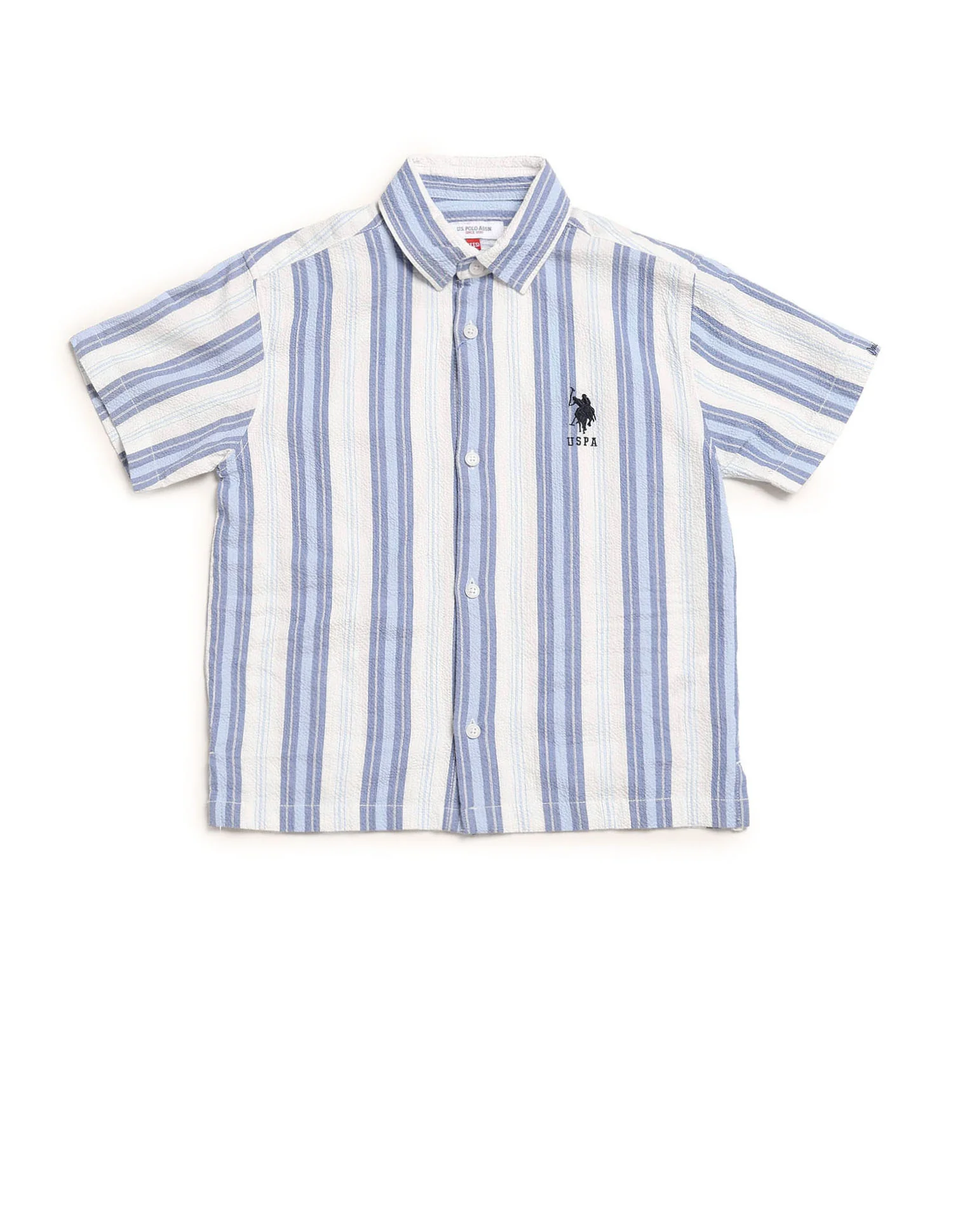 Boys Vertical Striped Seersucker Shirt - Image 7