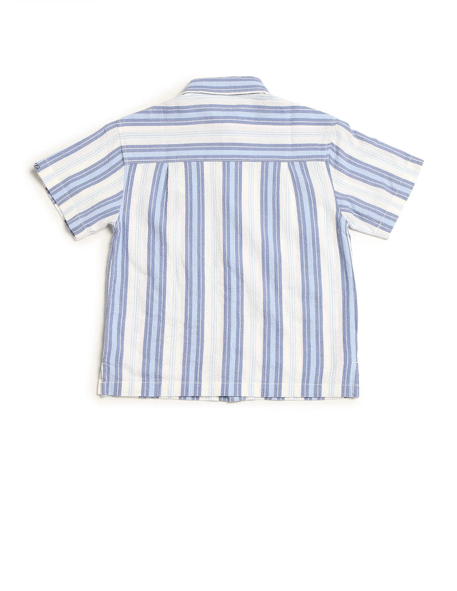 Boys Vertical Striped Seersucker Shirt - Image 8