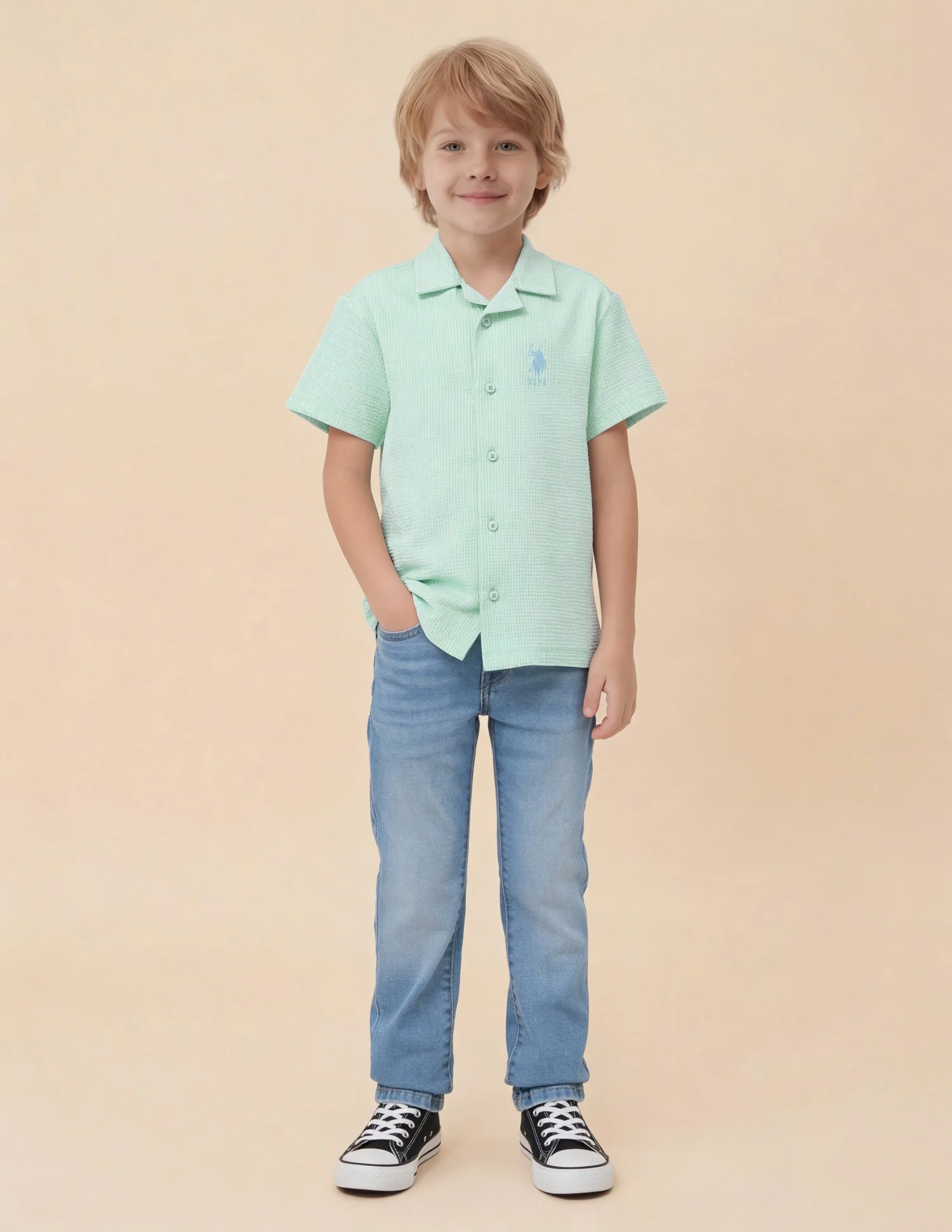 Boys Vertical Striped Seersucker Shirt - Image 3