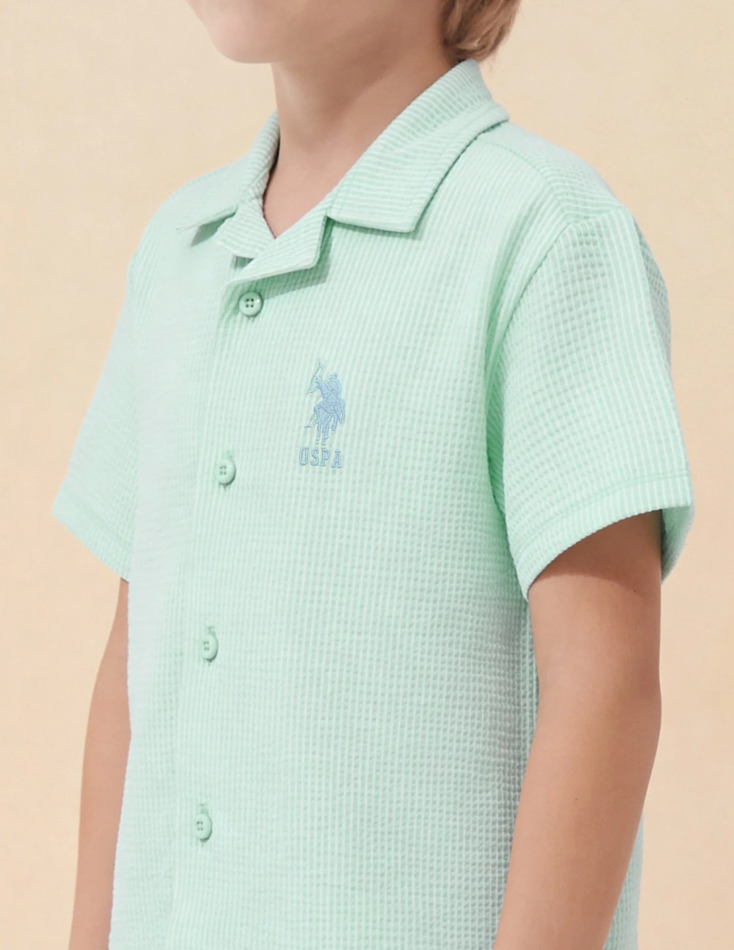 Boys Vertical Striped Seersucker Shirt - Image 6