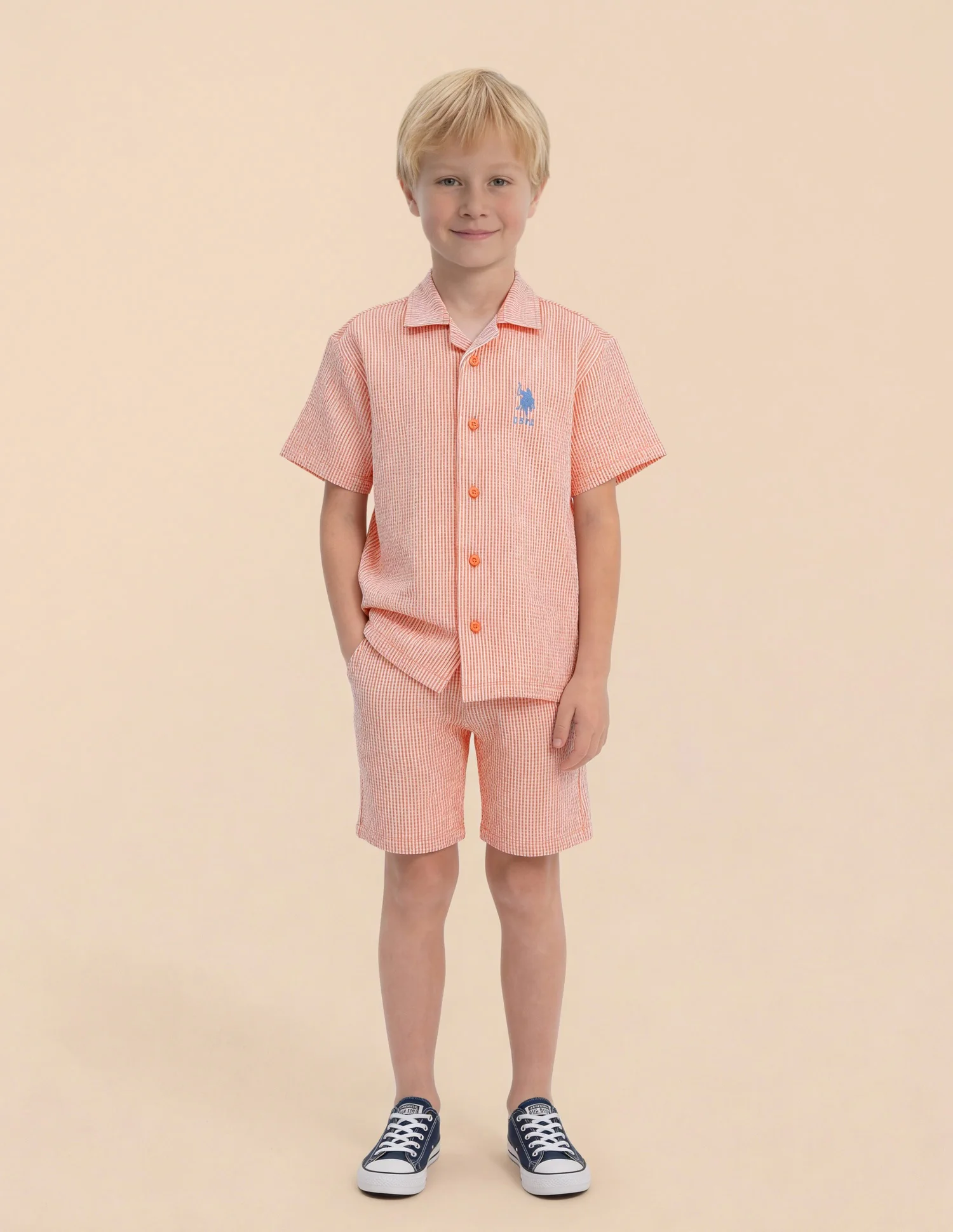 Boys Vertical Striped Seersucker Shirt - Image 3