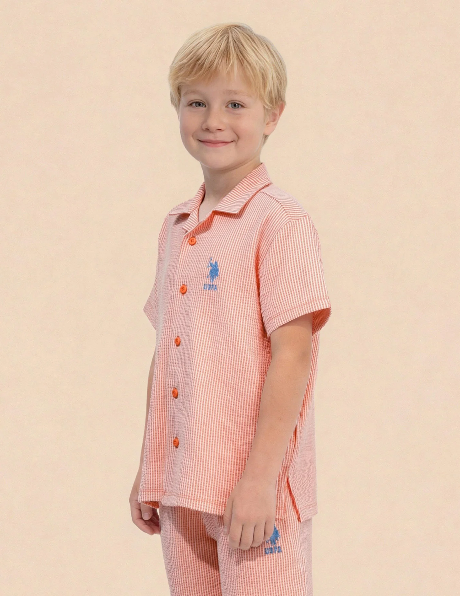 Boys Vertical Striped Seersucker Shirt - Image 4