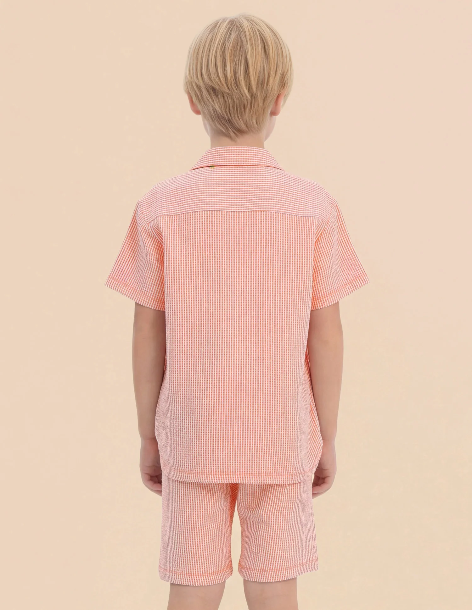 Boys Vertical Striped Seersucker Shirt - Image 5