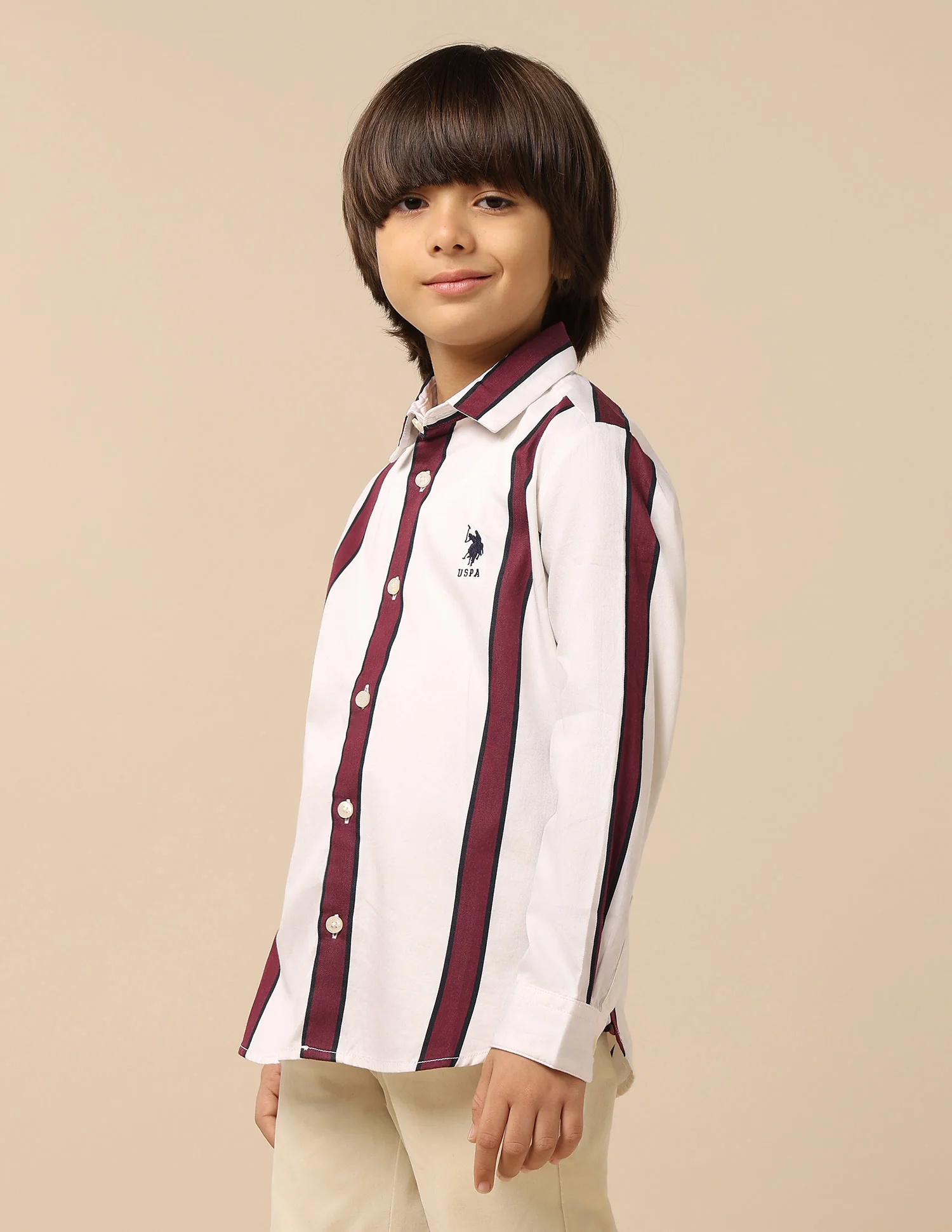 Boys Vertical Striped Twill Shirt - Image 4