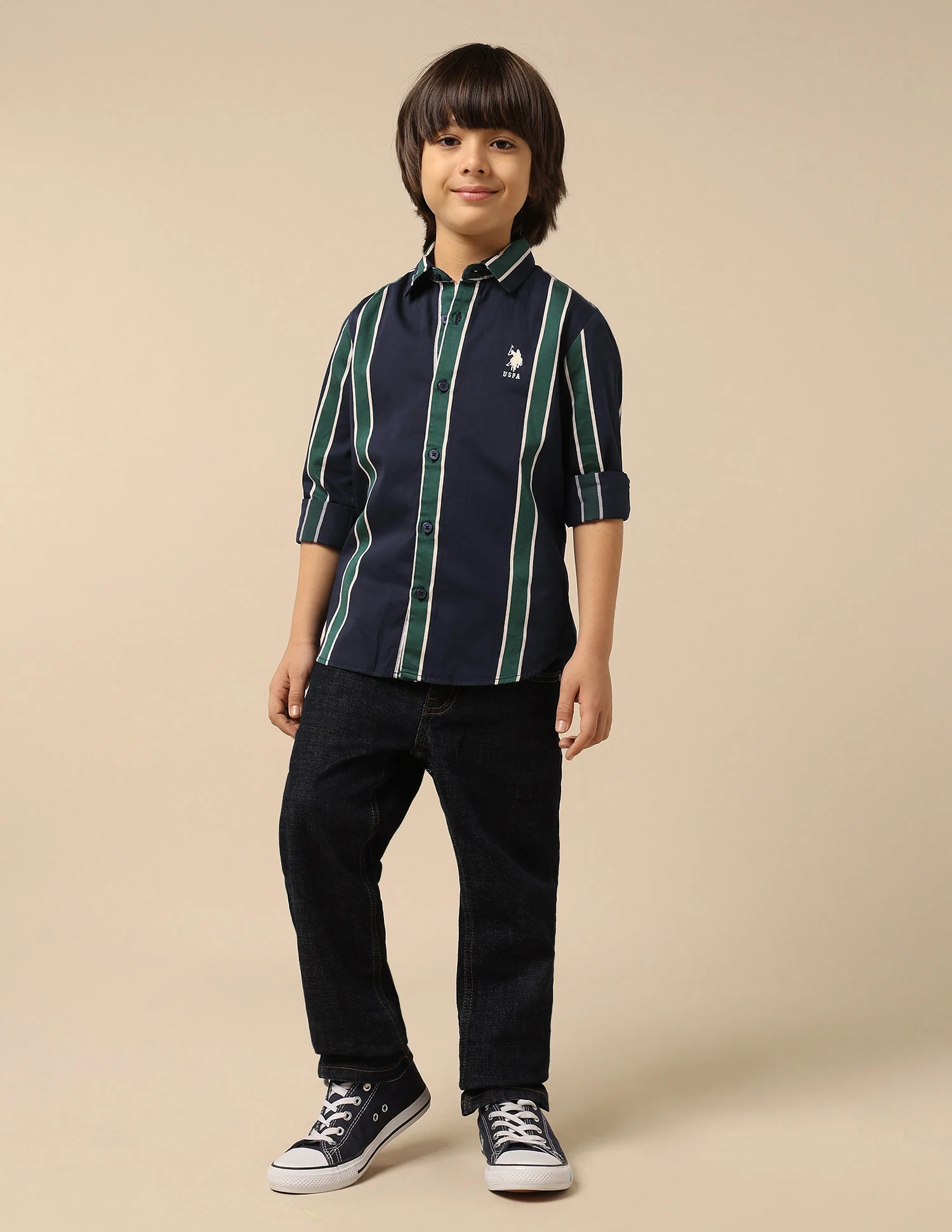 Boys Vertical Striped Twill Shirt - Image 3