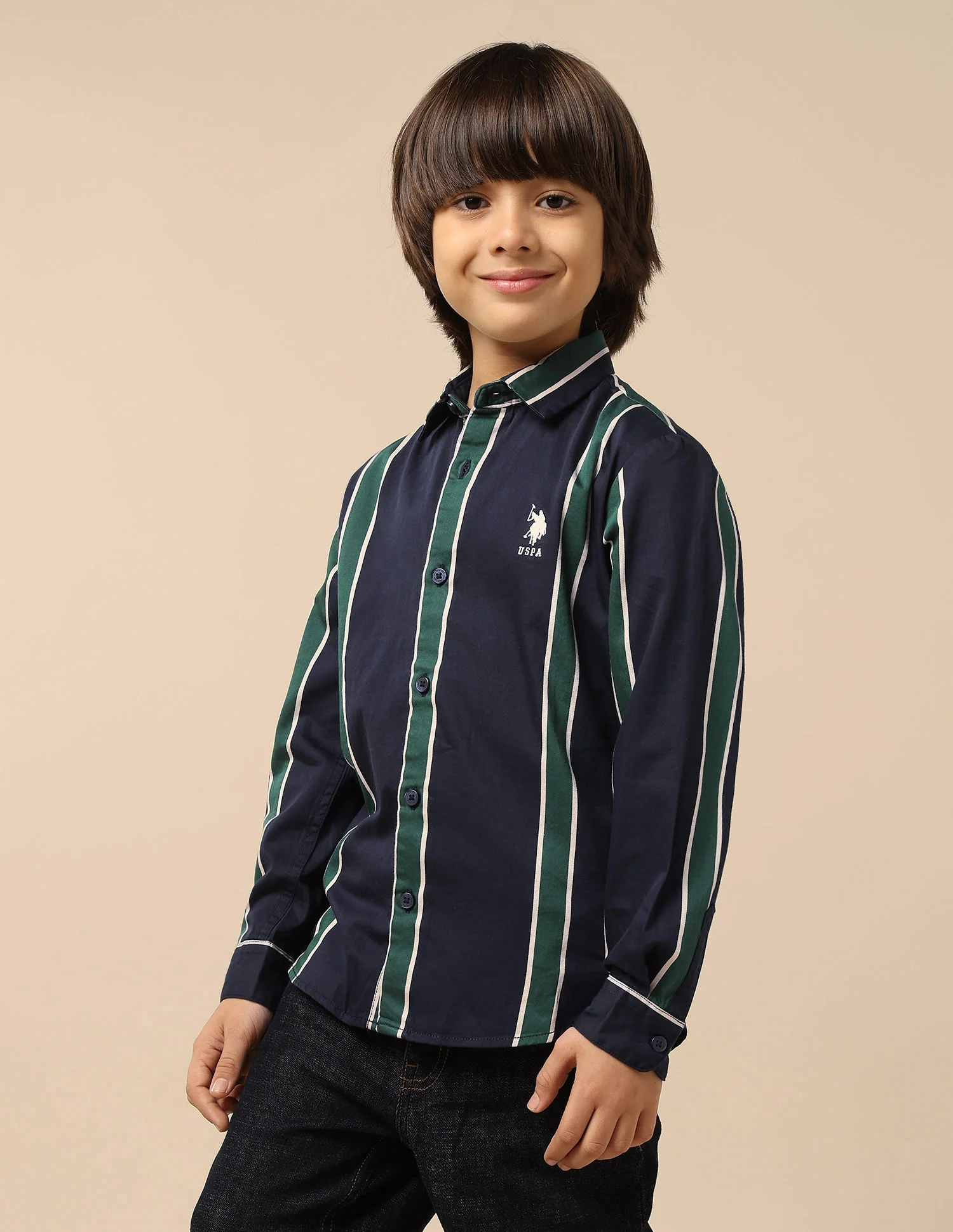 Boys Vertical Striped Twill Shirt - Image 4