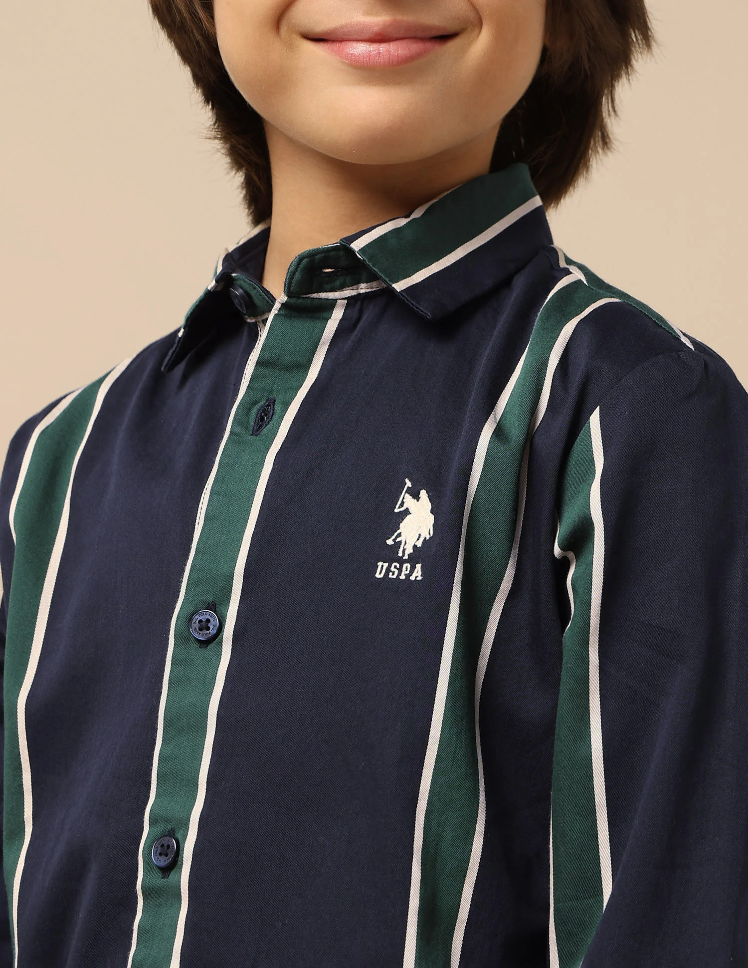 Boys Vertical Striped Twill Shirt - Image 6