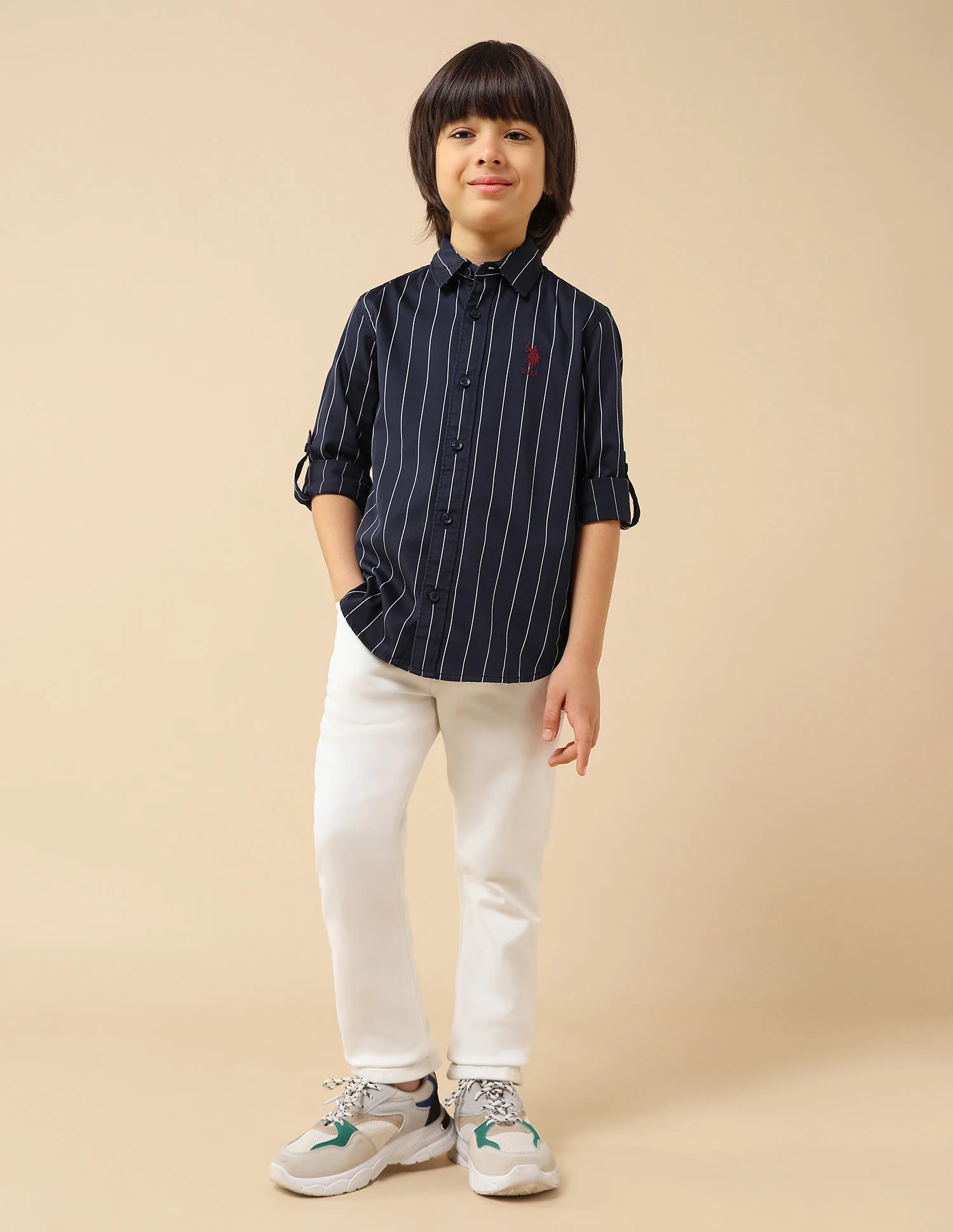 Boys Vertical Striped Twill Shirt - Image 3