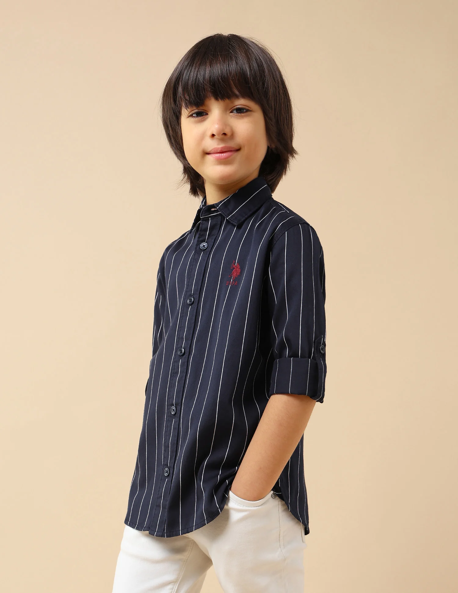 Boys Vertical Striped Twill Shirt - Image 4