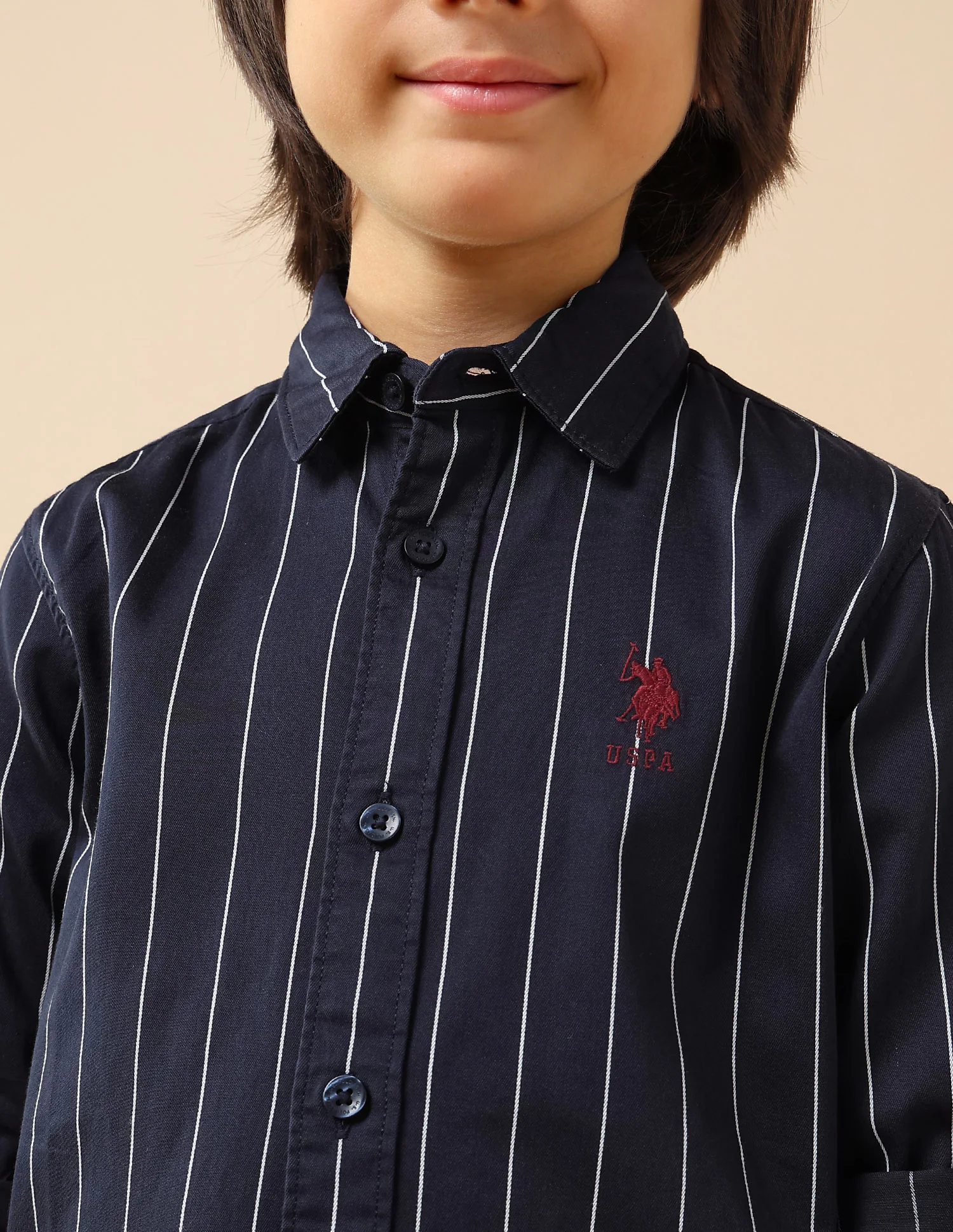 Boys Vertical Striped Twill Shirt - Image 6