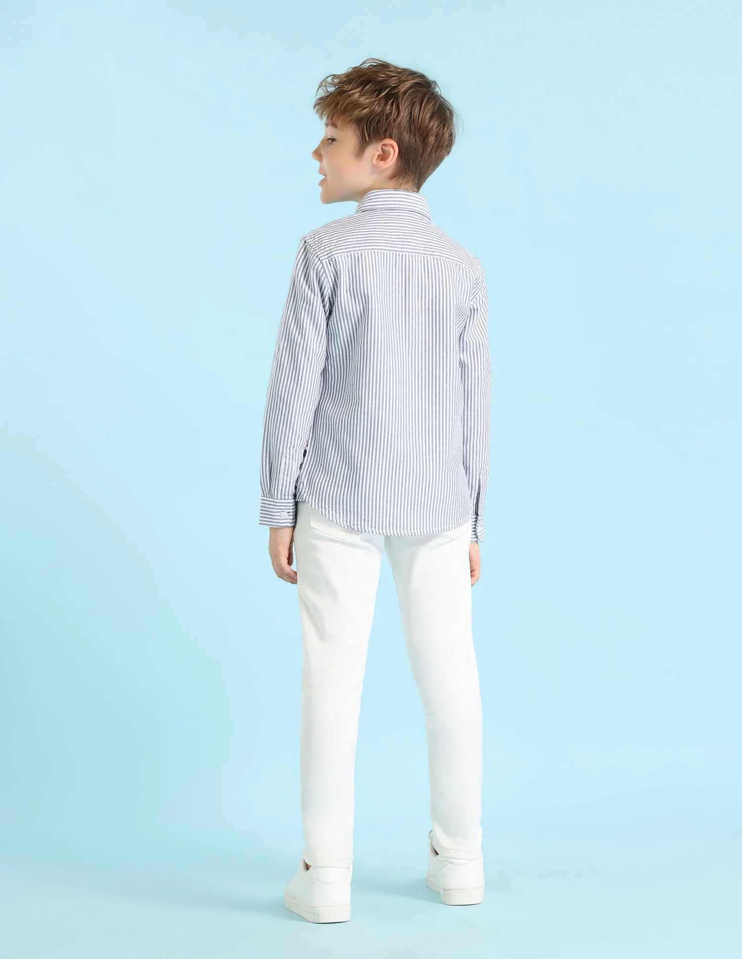 Boys Vertical Stripes Oxford Shirt - Image 3
