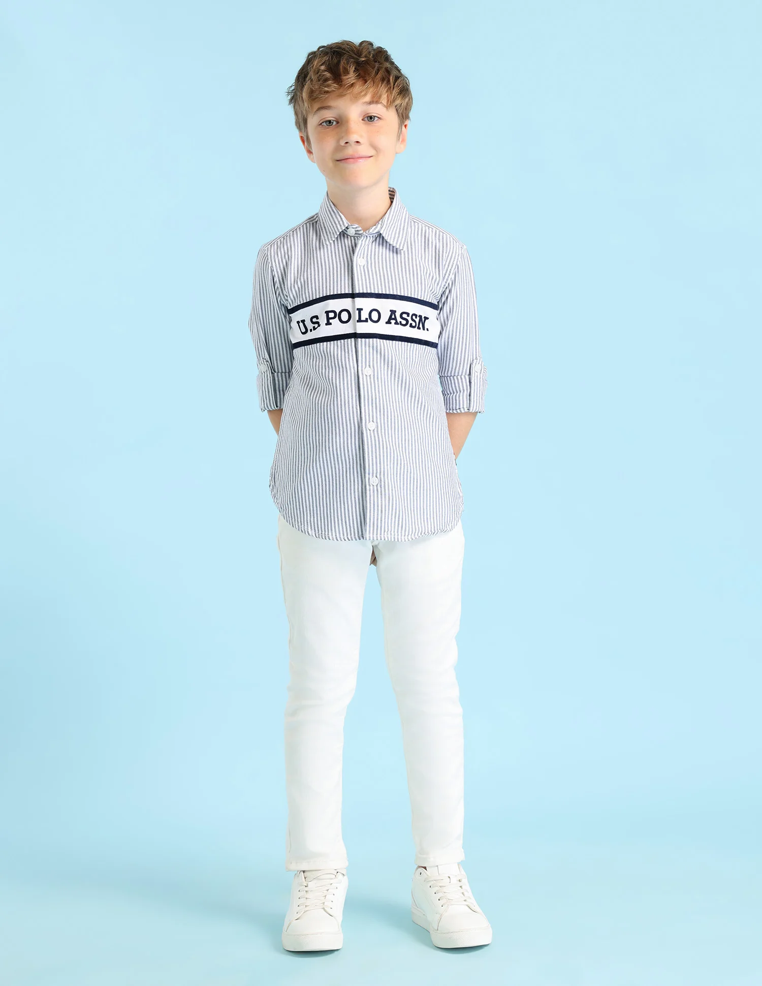 Boys Vertical Stripes Oxford Shirt - Image 4