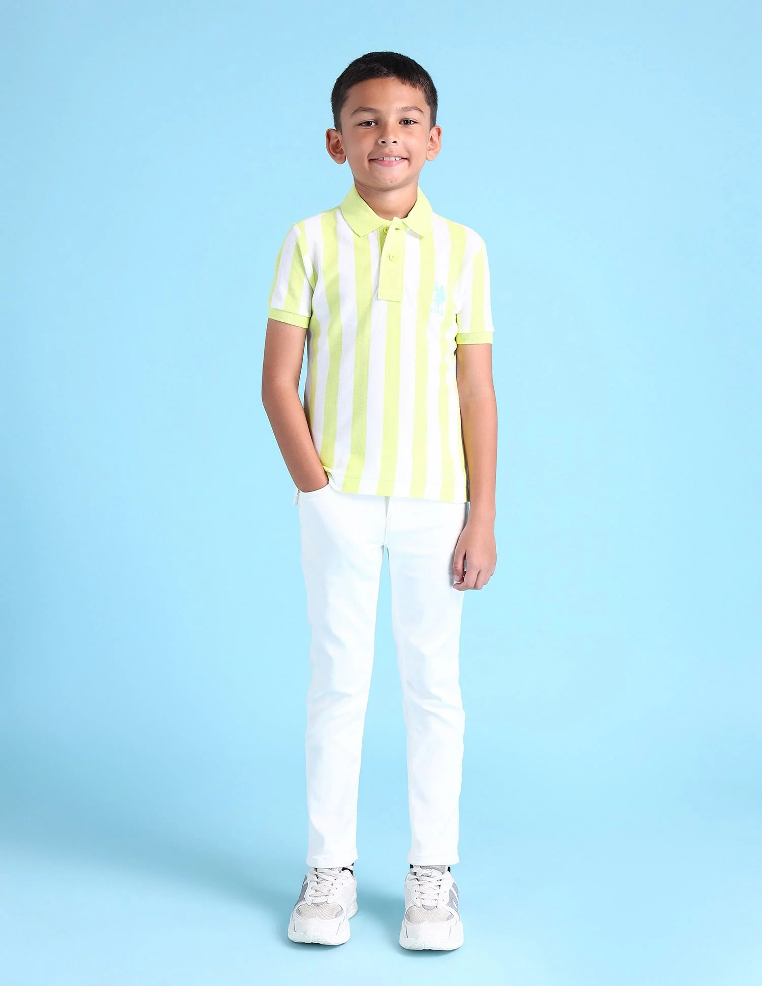 Boys Vertical Stripes Polo Shirt - Image 3