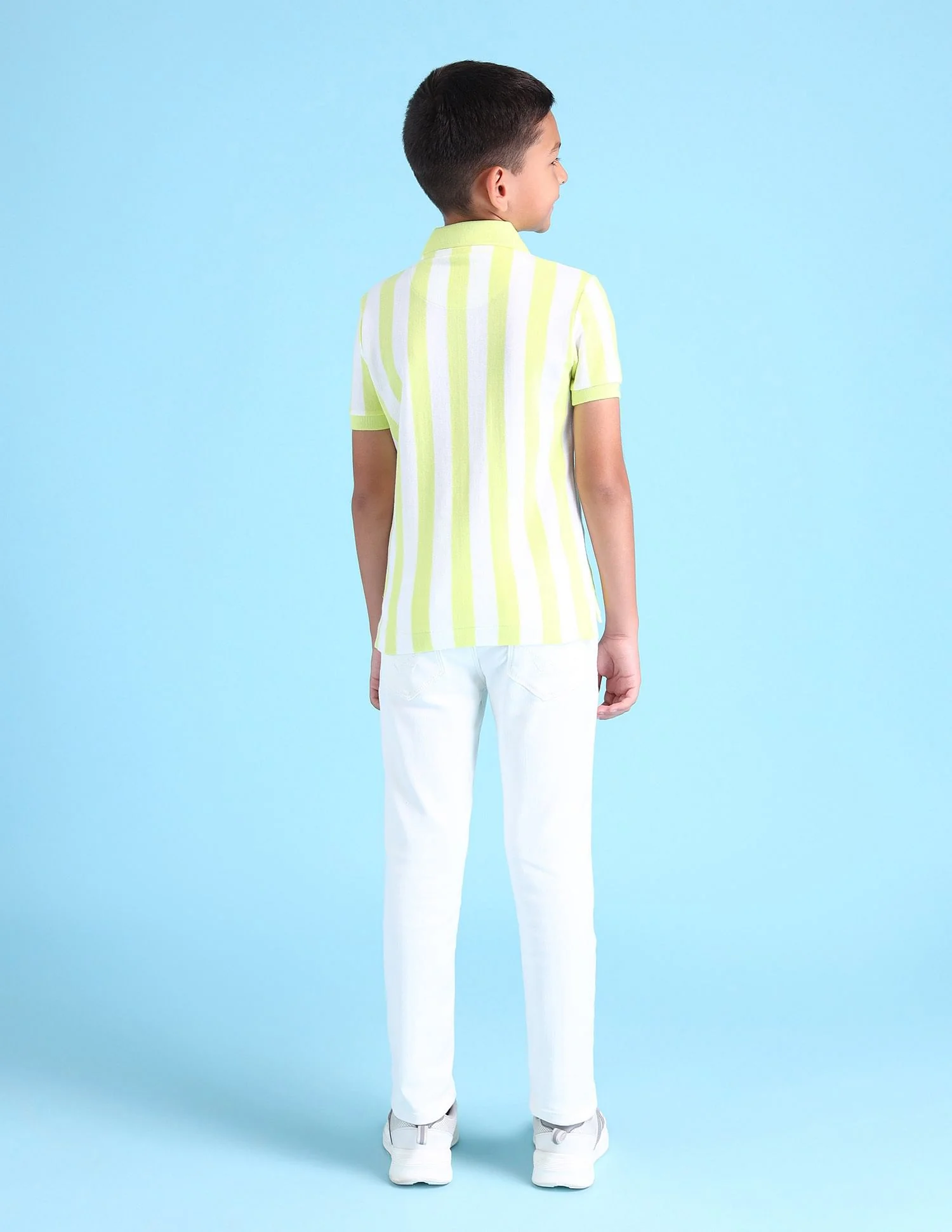 Boys Vertical Stripes Polo Shirt - Image 4