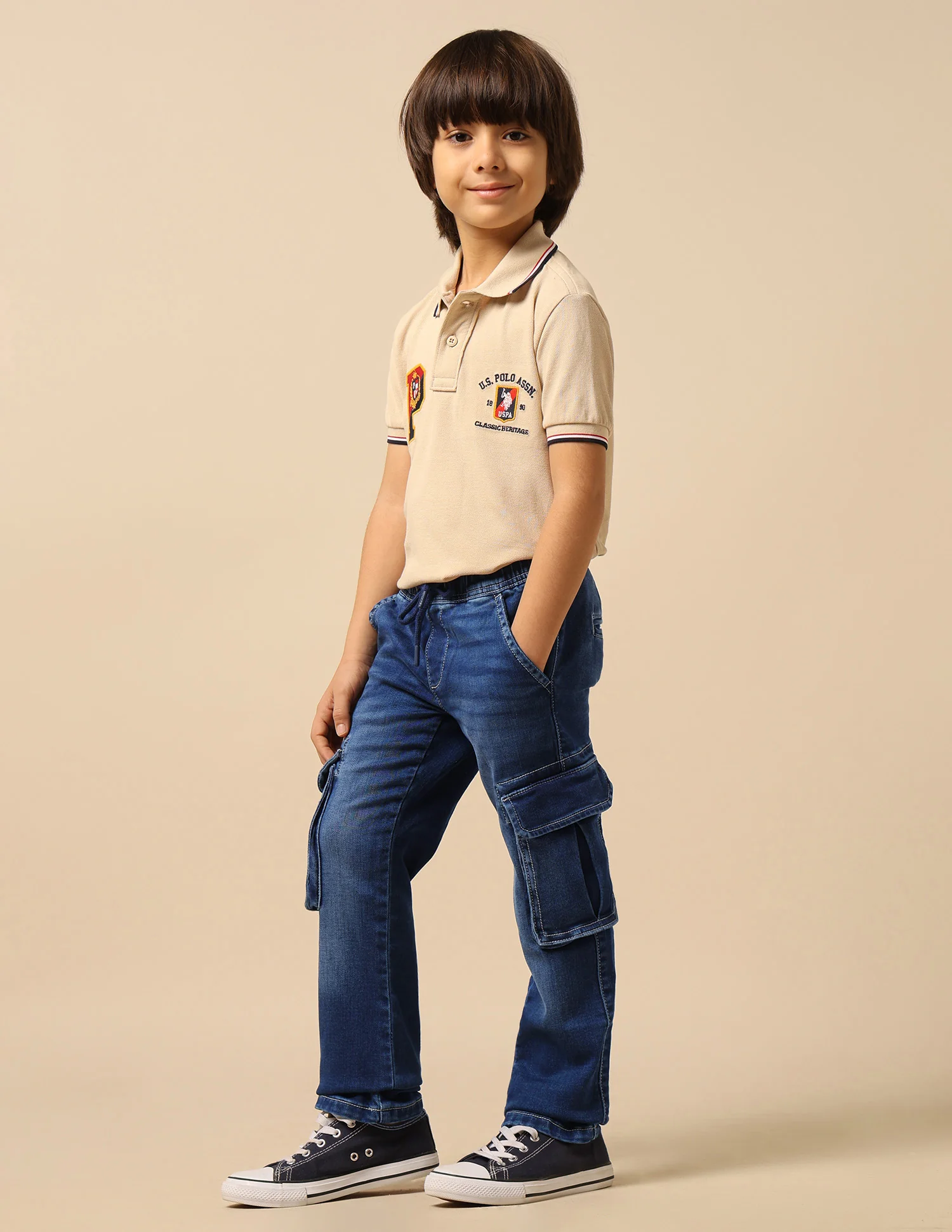 Boys Whiskered Regular Fit Cargo Jeans - Image 4