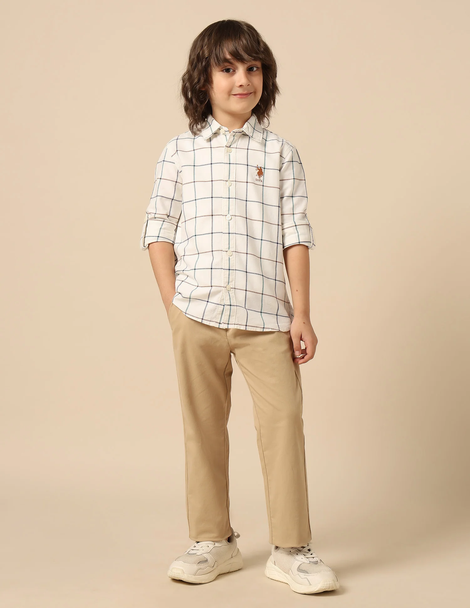 Boys Windowpane Checked Oxford Shirt - Image 3