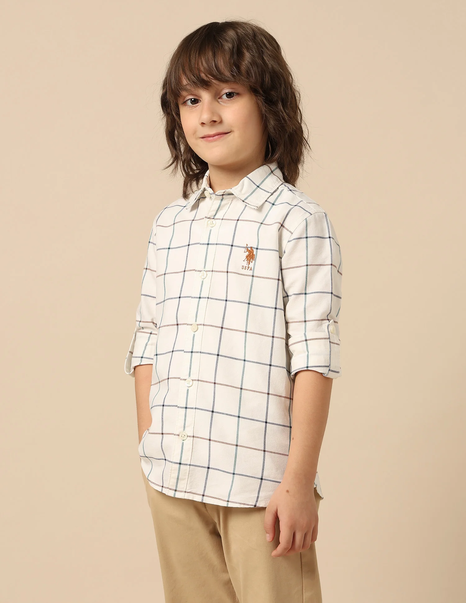 Boys Windowpane Checked Oxford Shirt - Image 4