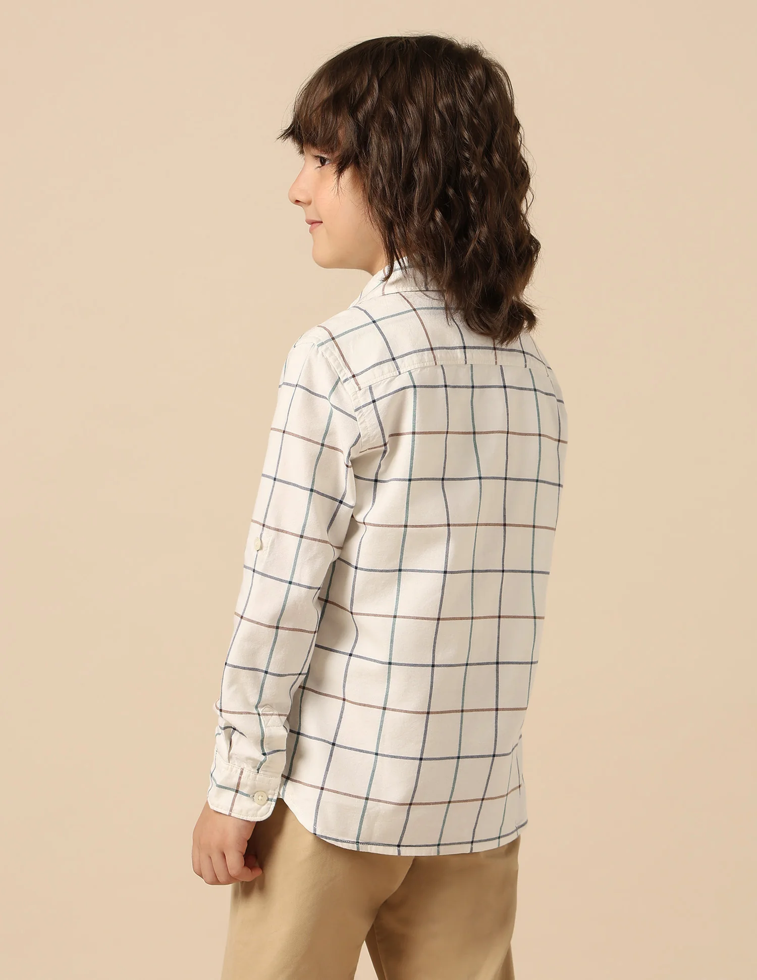 Boys Windowpane Checked Oxford Shirt - Image 5