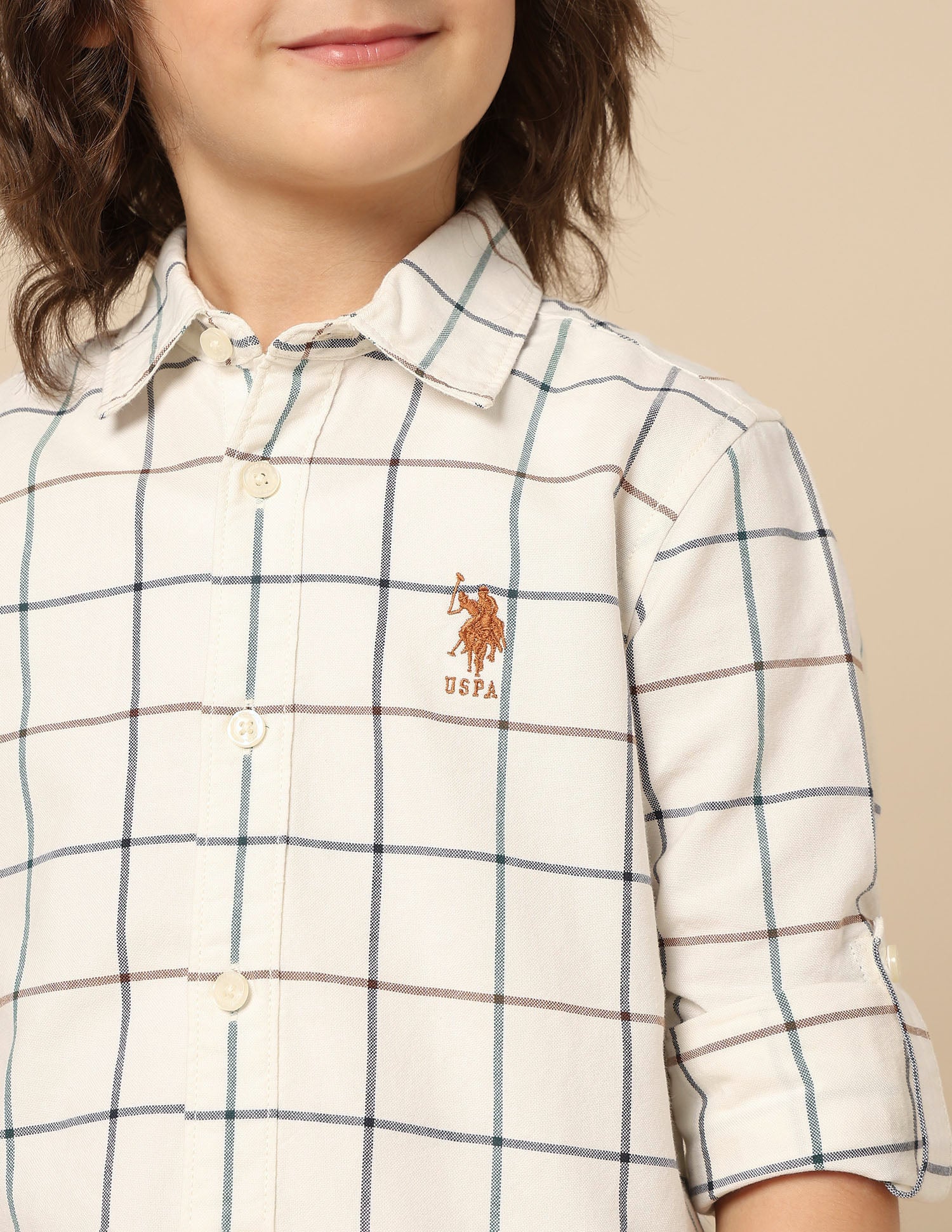 Boys Windowpane Checked Oxford Shirt - Image 6