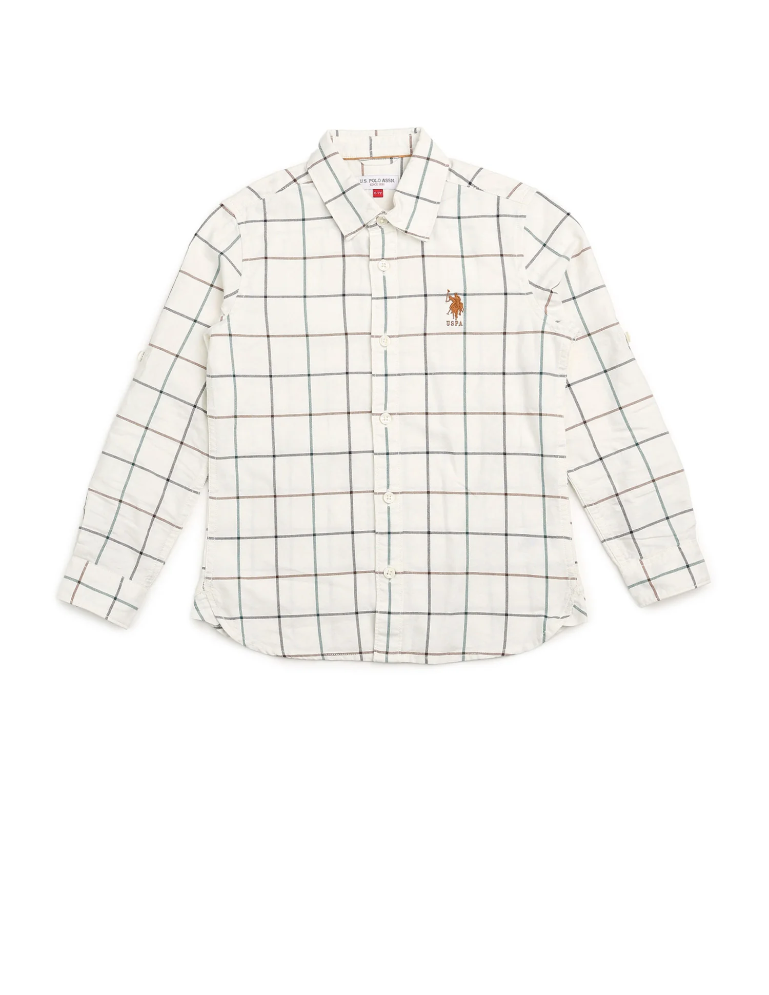 Boys Windowpane Checked Oxford Shirt - Image 7