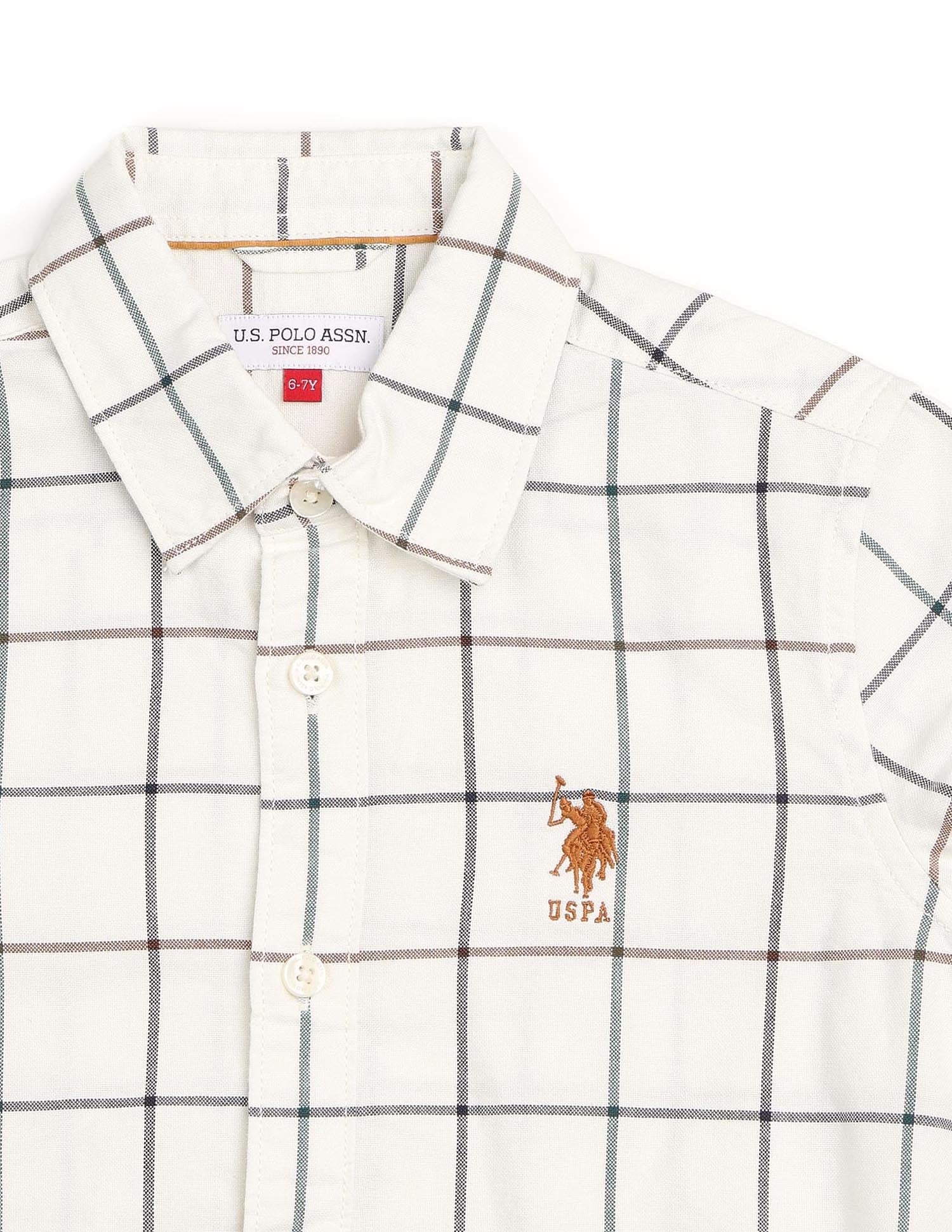 Boys Windowpane Checked Oxford Shirt - Image 9