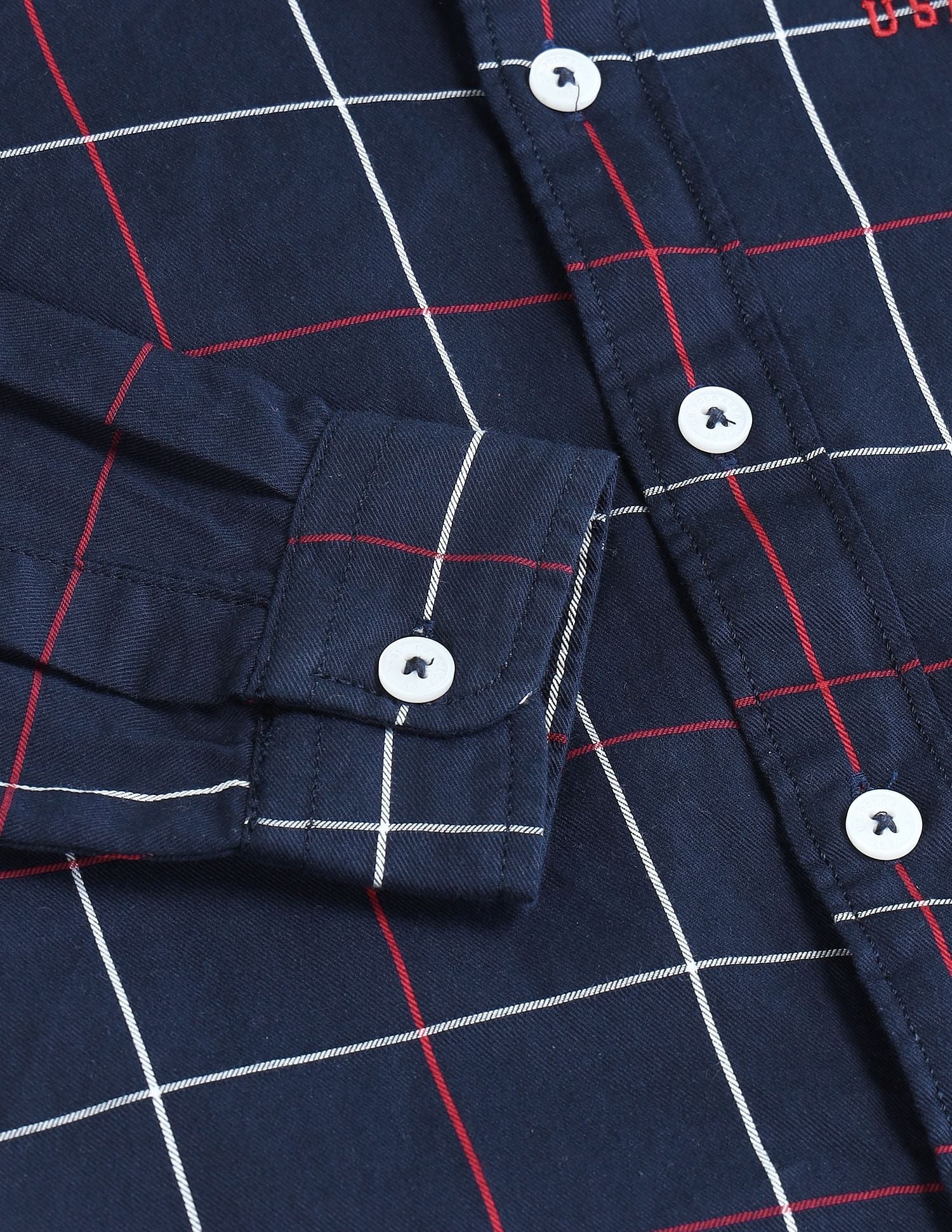 Boys Windowpane Checked Regular Fit Shirt - Image 7