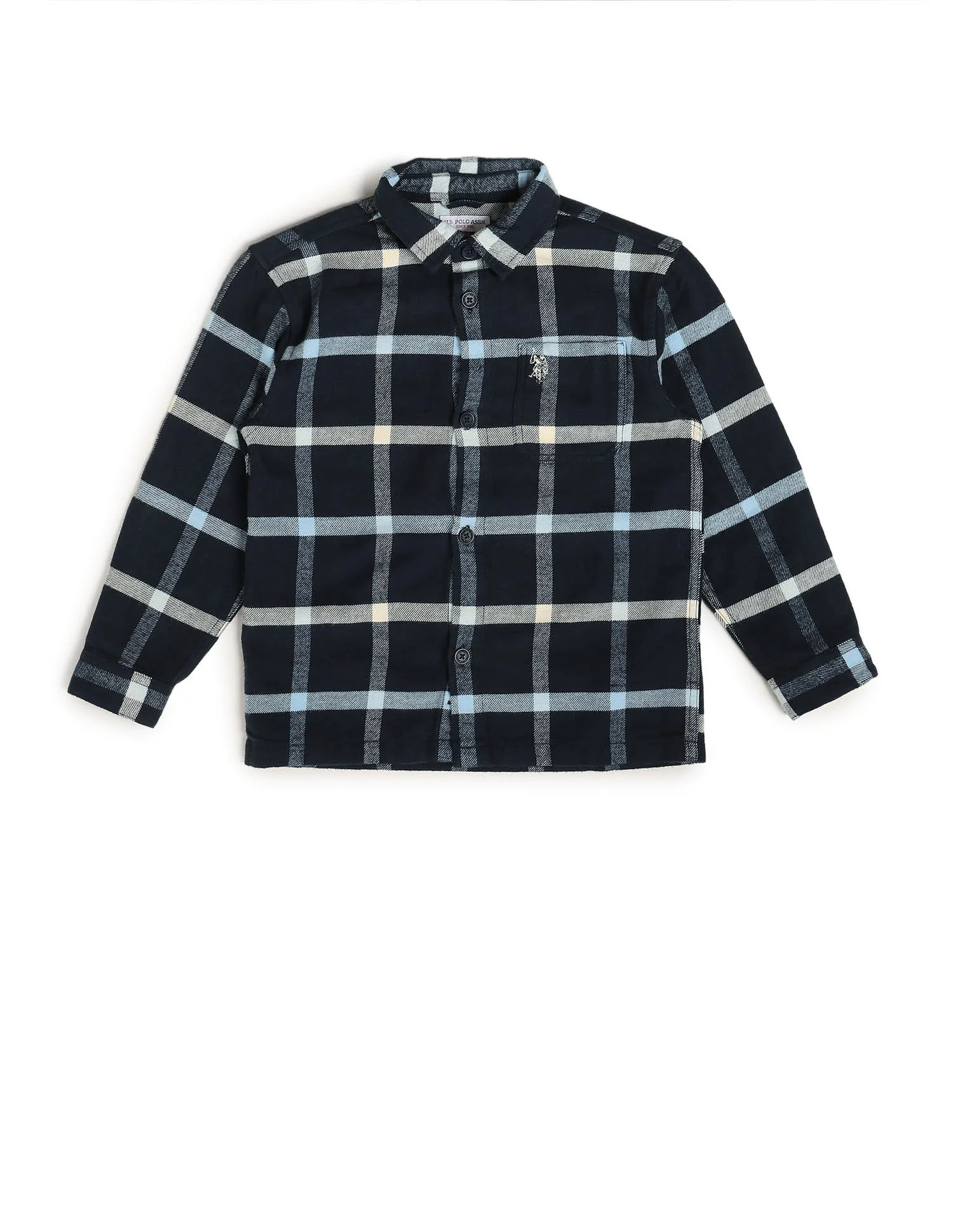 Boys Windowpane Checked Twill Shirt - Image 7