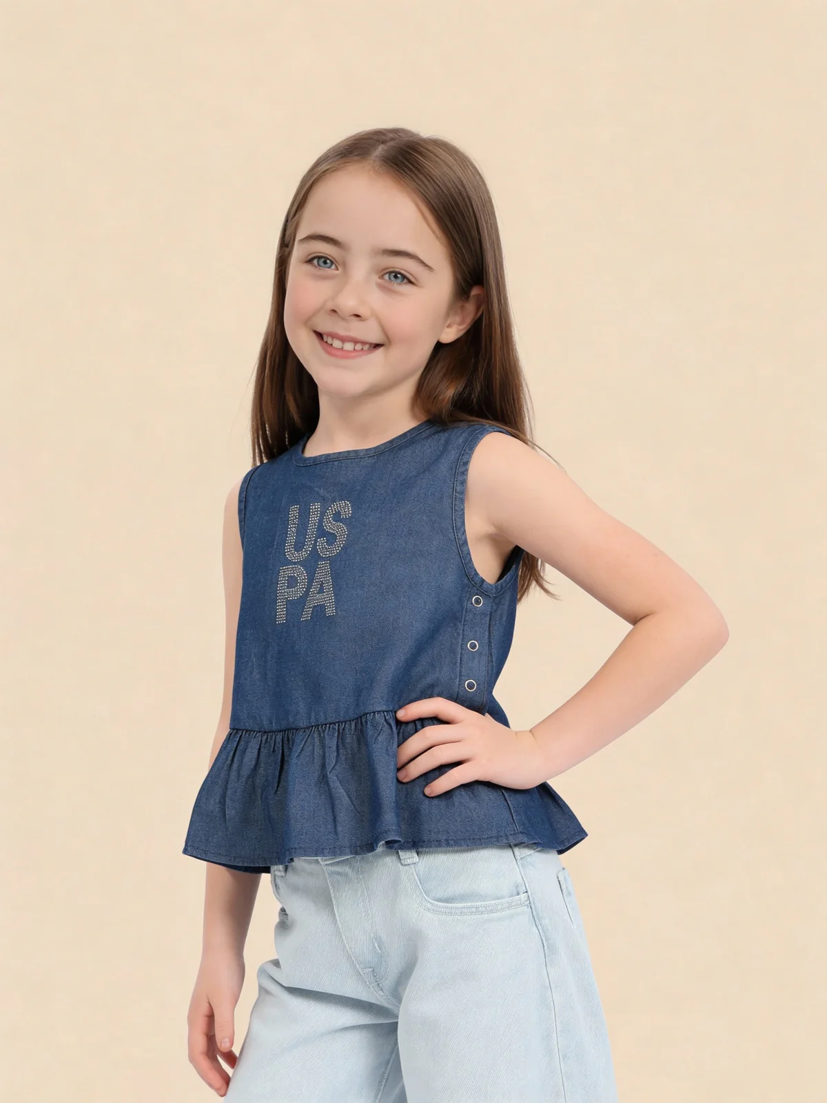 Brand Embellished Flared Top
