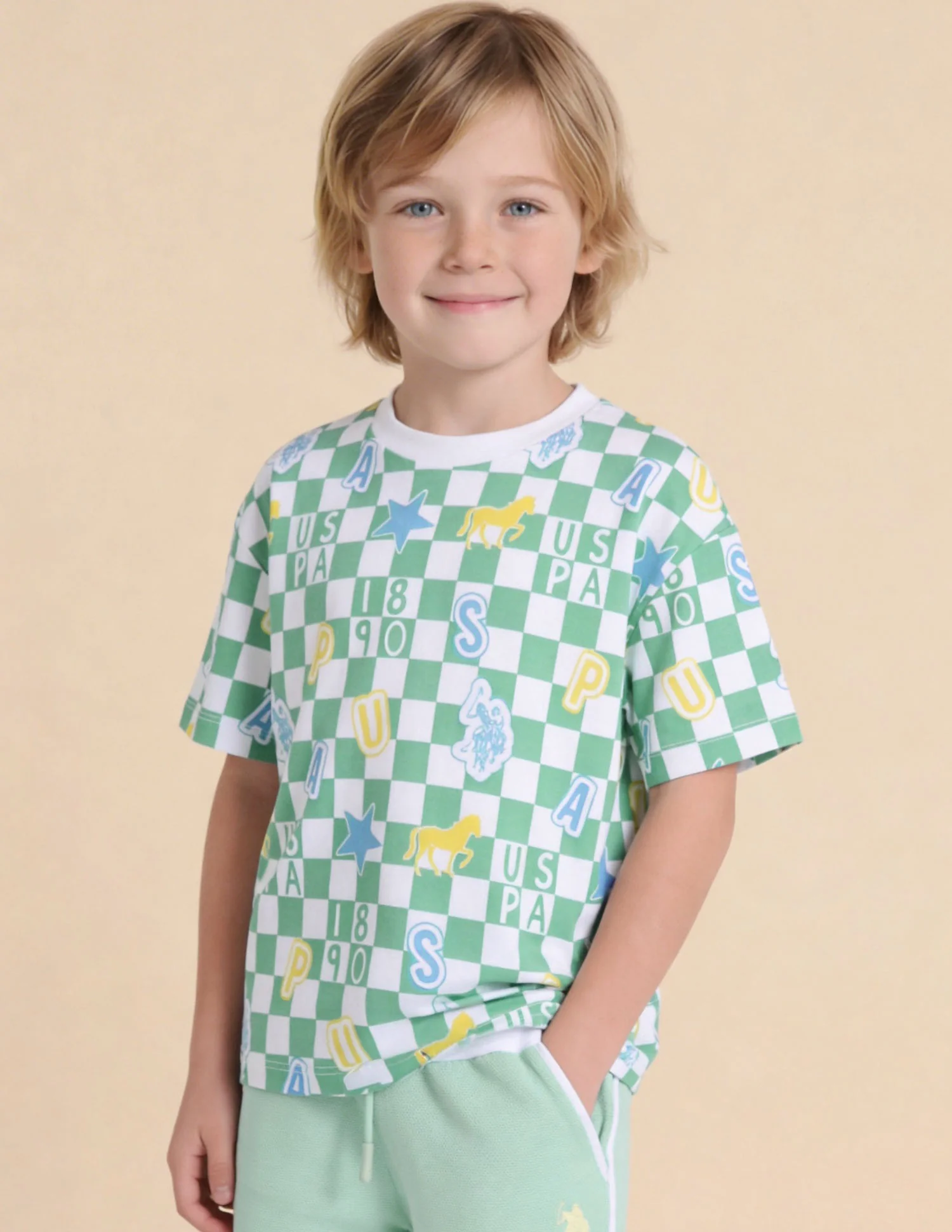 Checked Brand Printed Oversized Fit T-Shirt - Image 4