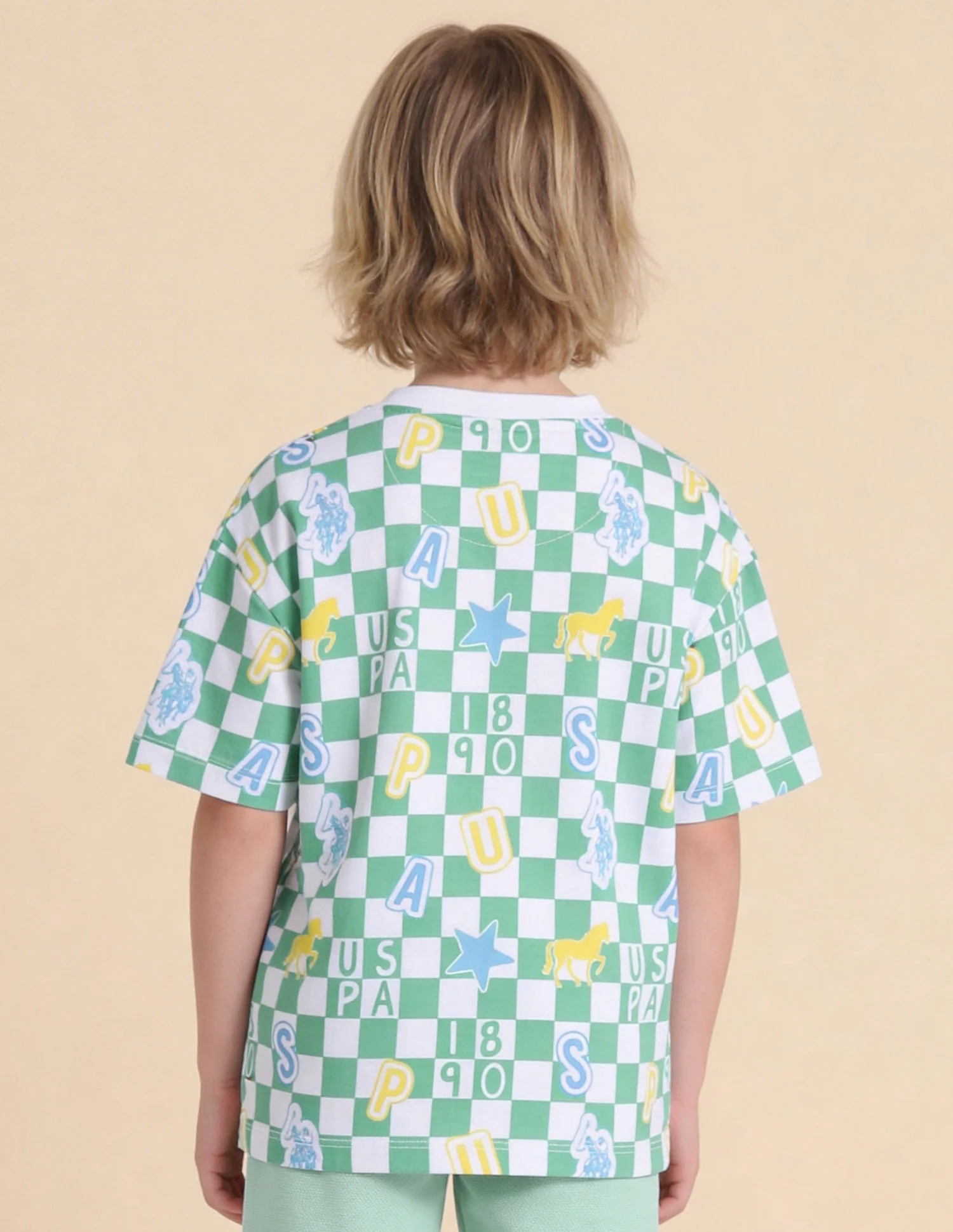 Checked Brand Printed Oversized Fit T-Shirt - Image 5