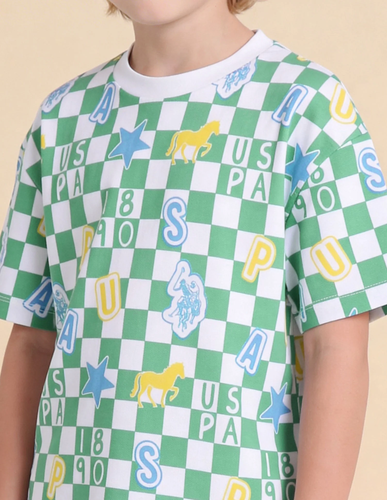 Checked Brand Printed Oversized Fit T-Shirt - Image 6