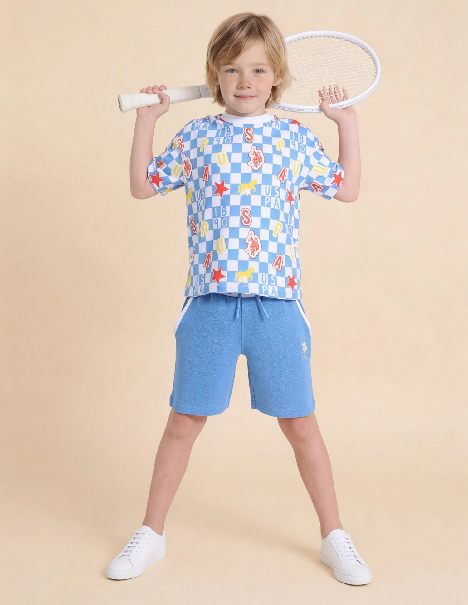 Checked Brand Printed Oversized Fit T-Shirt