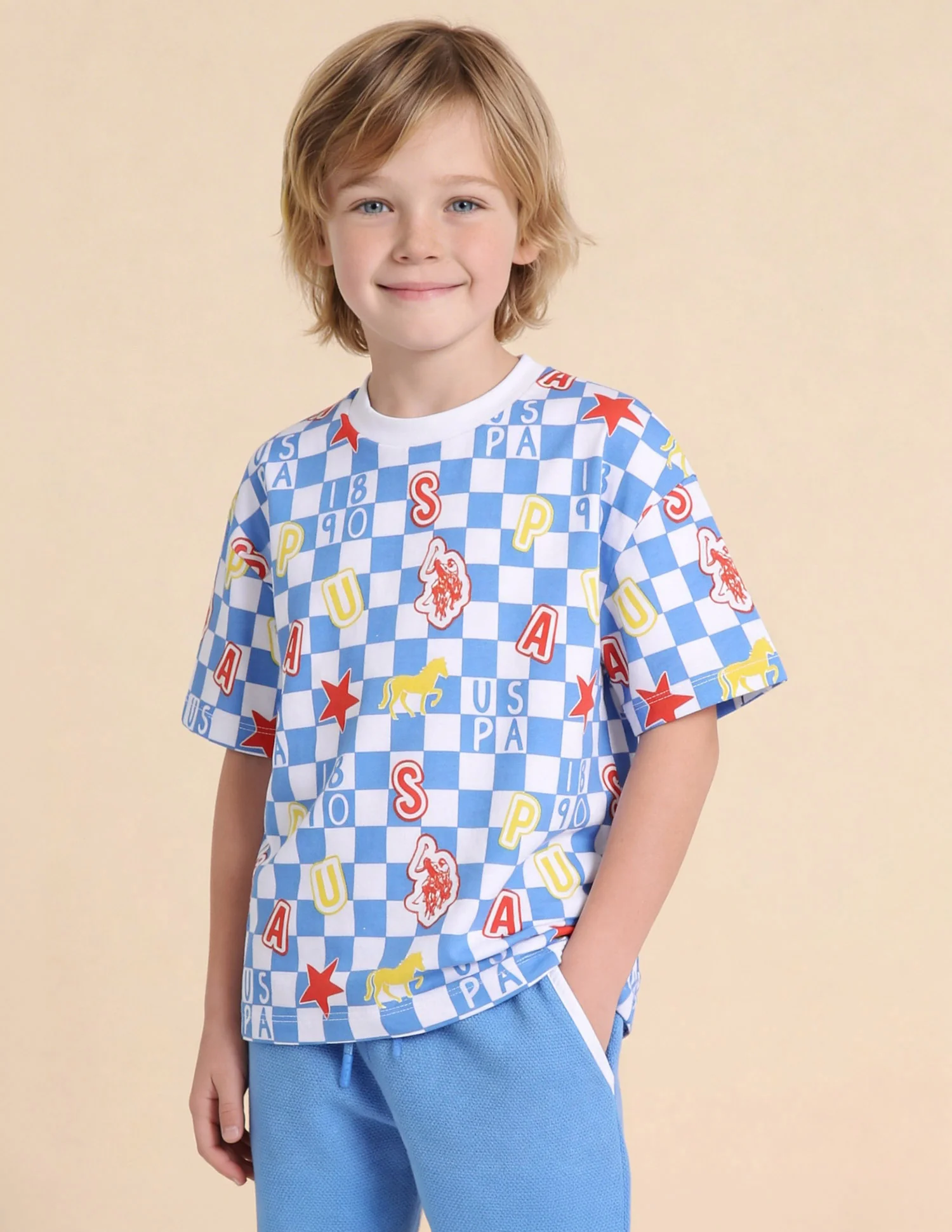 Checked Brand Printed Oversized Fit T-Shirt - Image 4