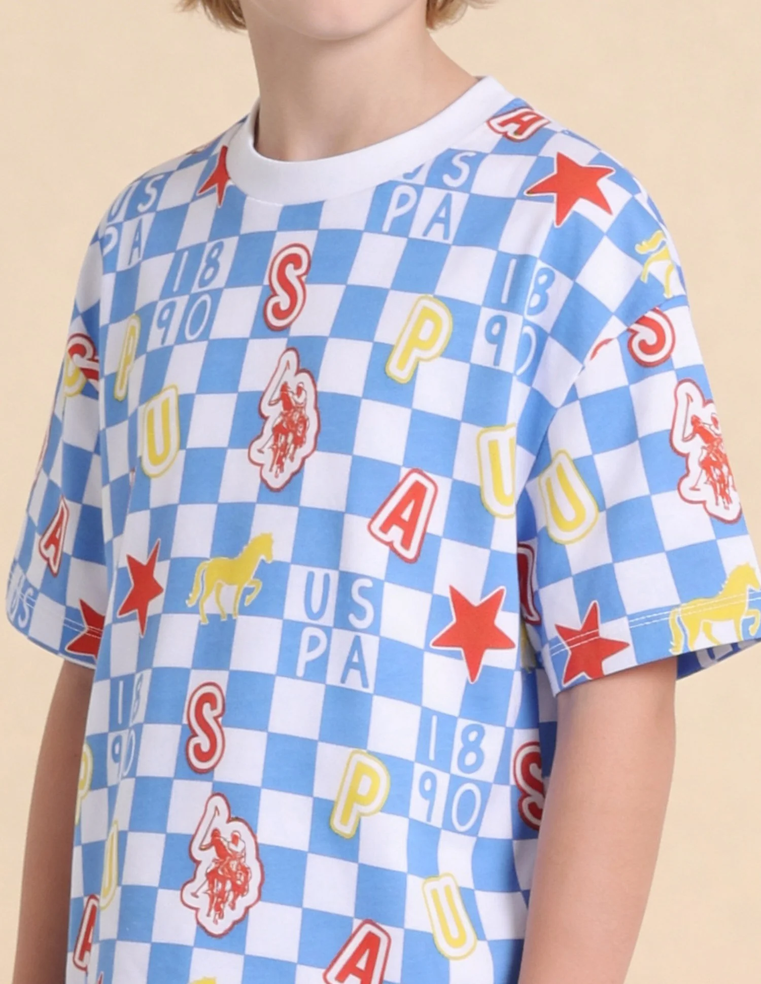 Checked Brand Printed Oversized Fit T-Shirt - Image 6