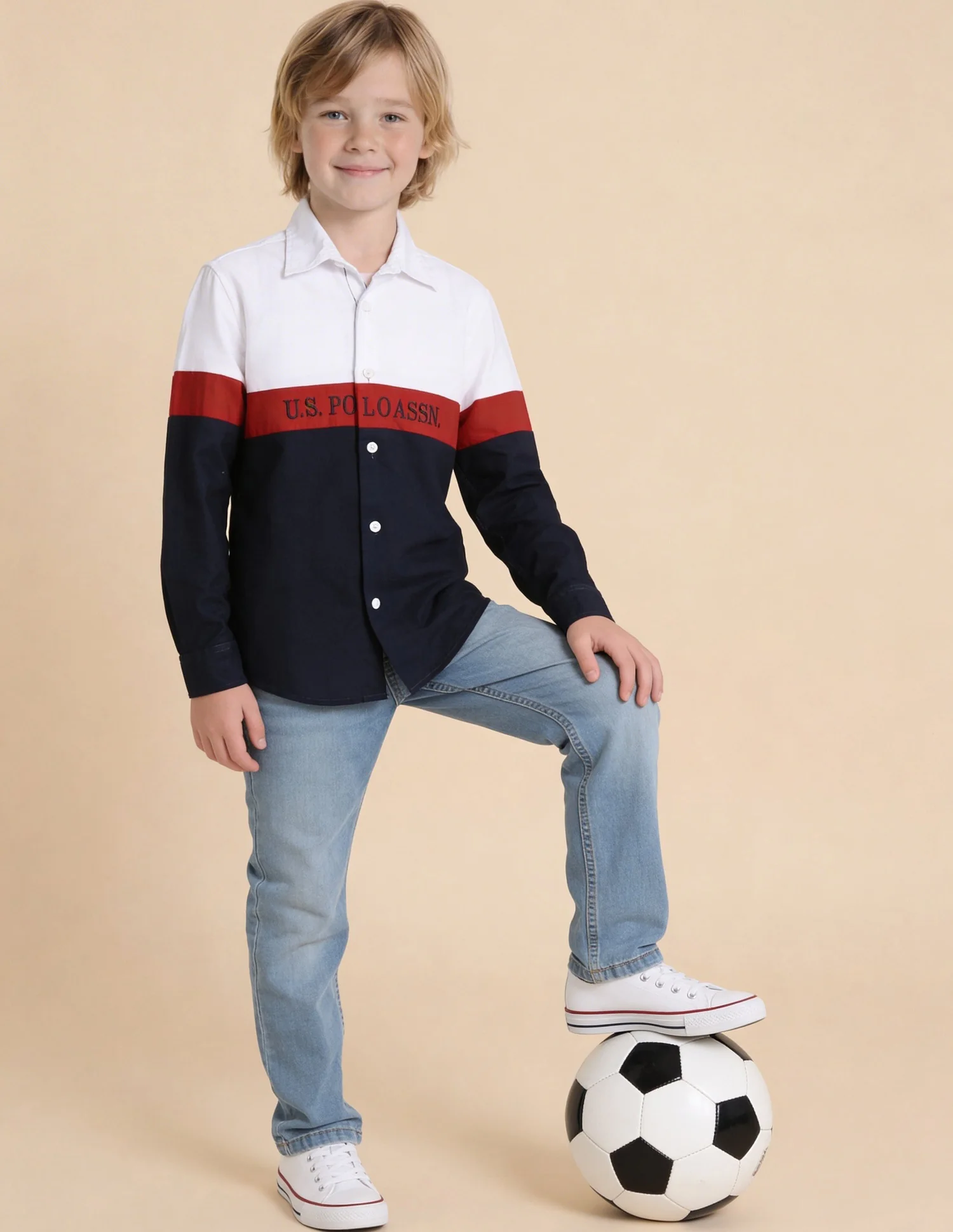 Colorblocked Brand Embroidered Oxford Shirt