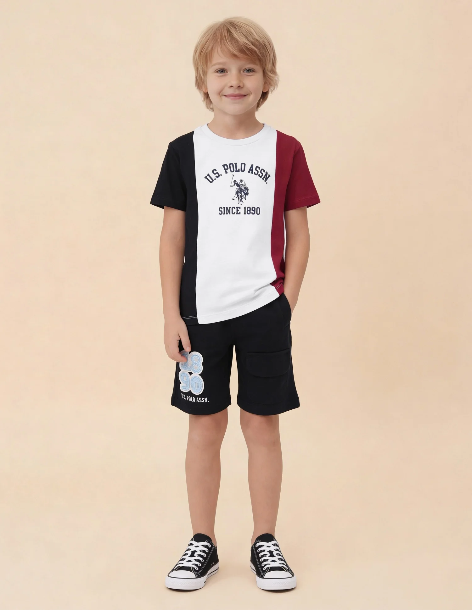 Colour Blocked Brand Printed Regular Fit T-Shirt - Image 3