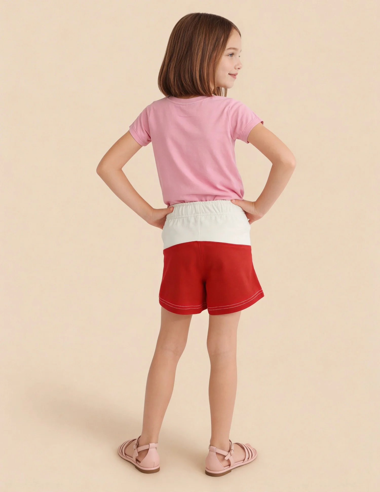 Colour Blocked Mid Rise Shorts - Image 4