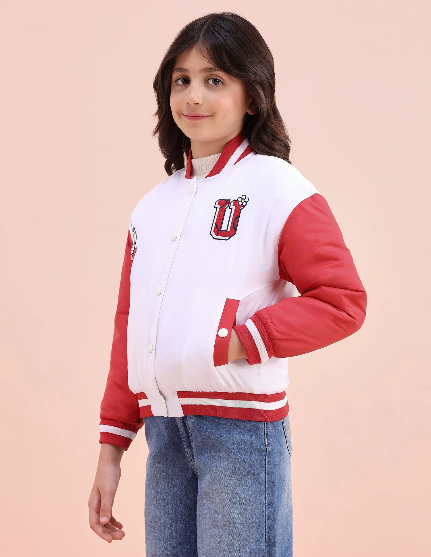 Colourblocked Regular Fit Varsity Jacket - Image 5
