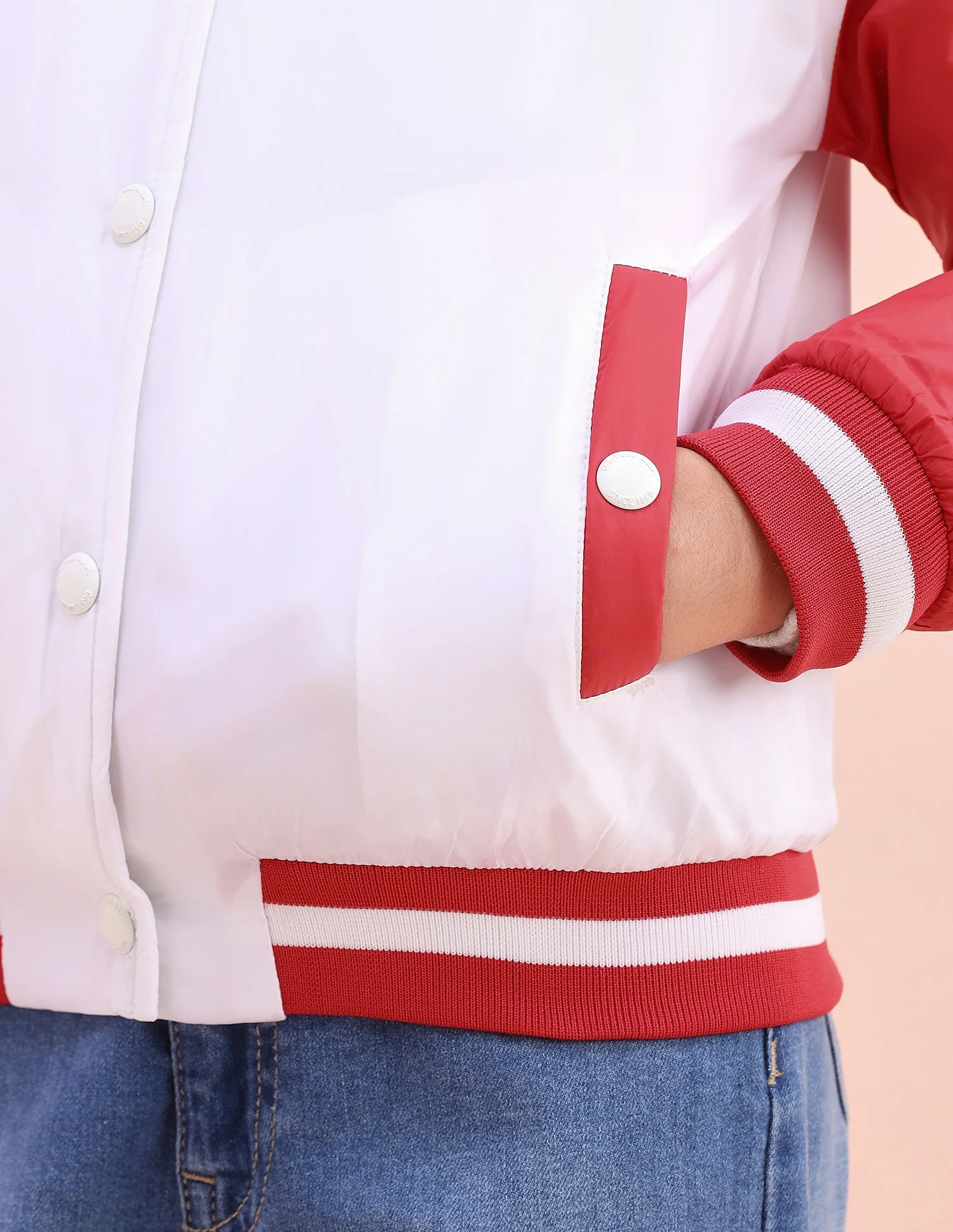 Colourblocked Regular Fit Varsity Jacket - Image 9